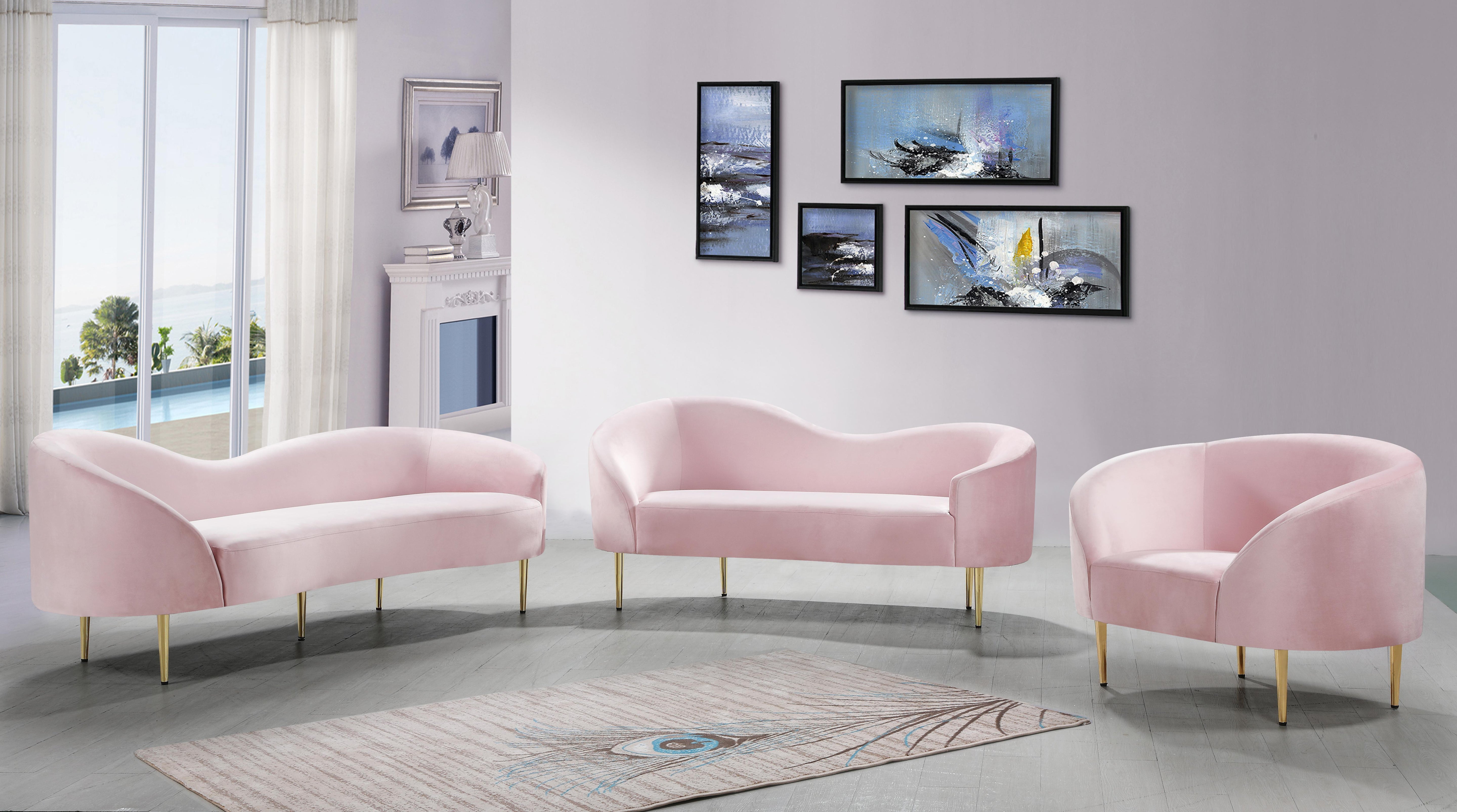 Ritz Pink Velvet Sofa - Luxury Home Furniture (MI)