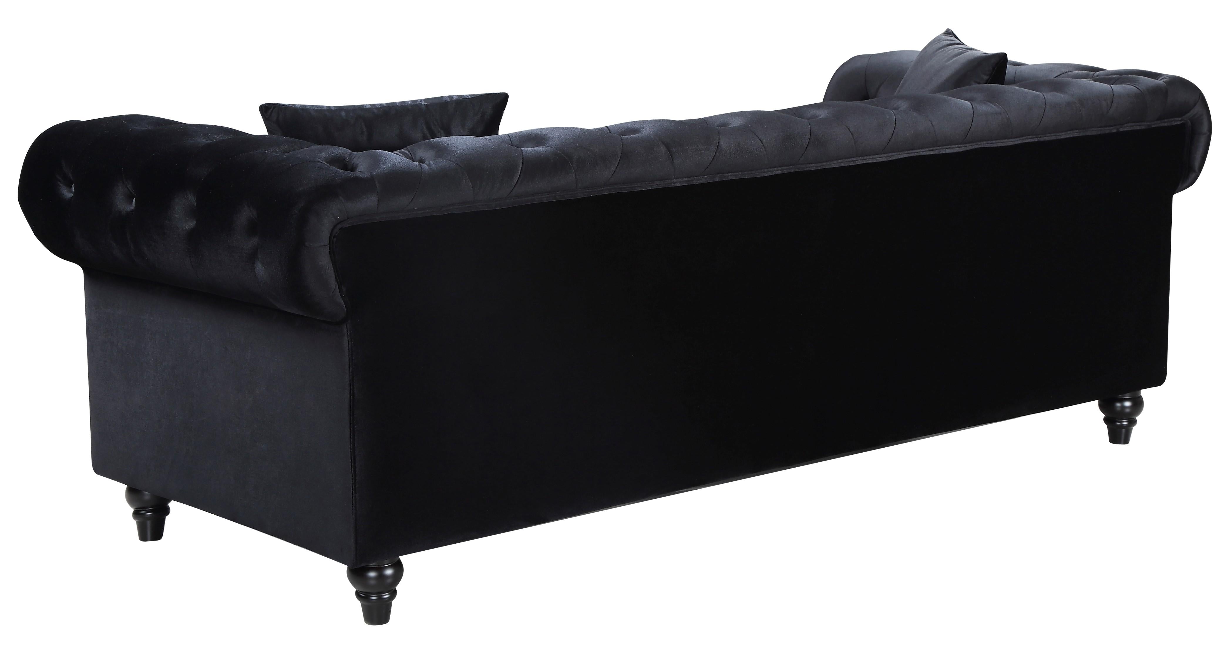 Chesterfield Black Velvet Loveseat - Luxury Home Furniture (MI)