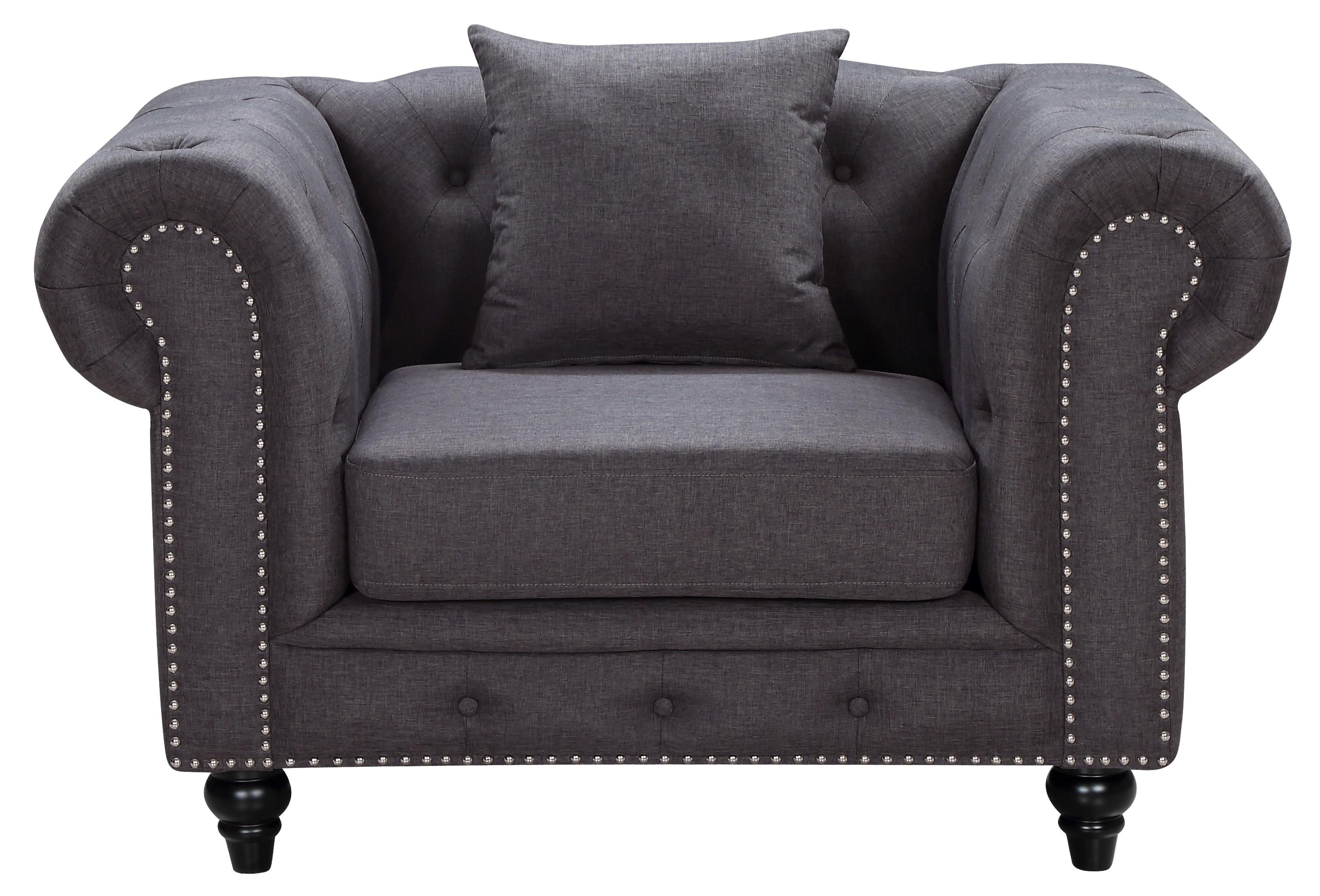 Chesterfield Grey Linen Chair - Luxury Home Furniture (MI)