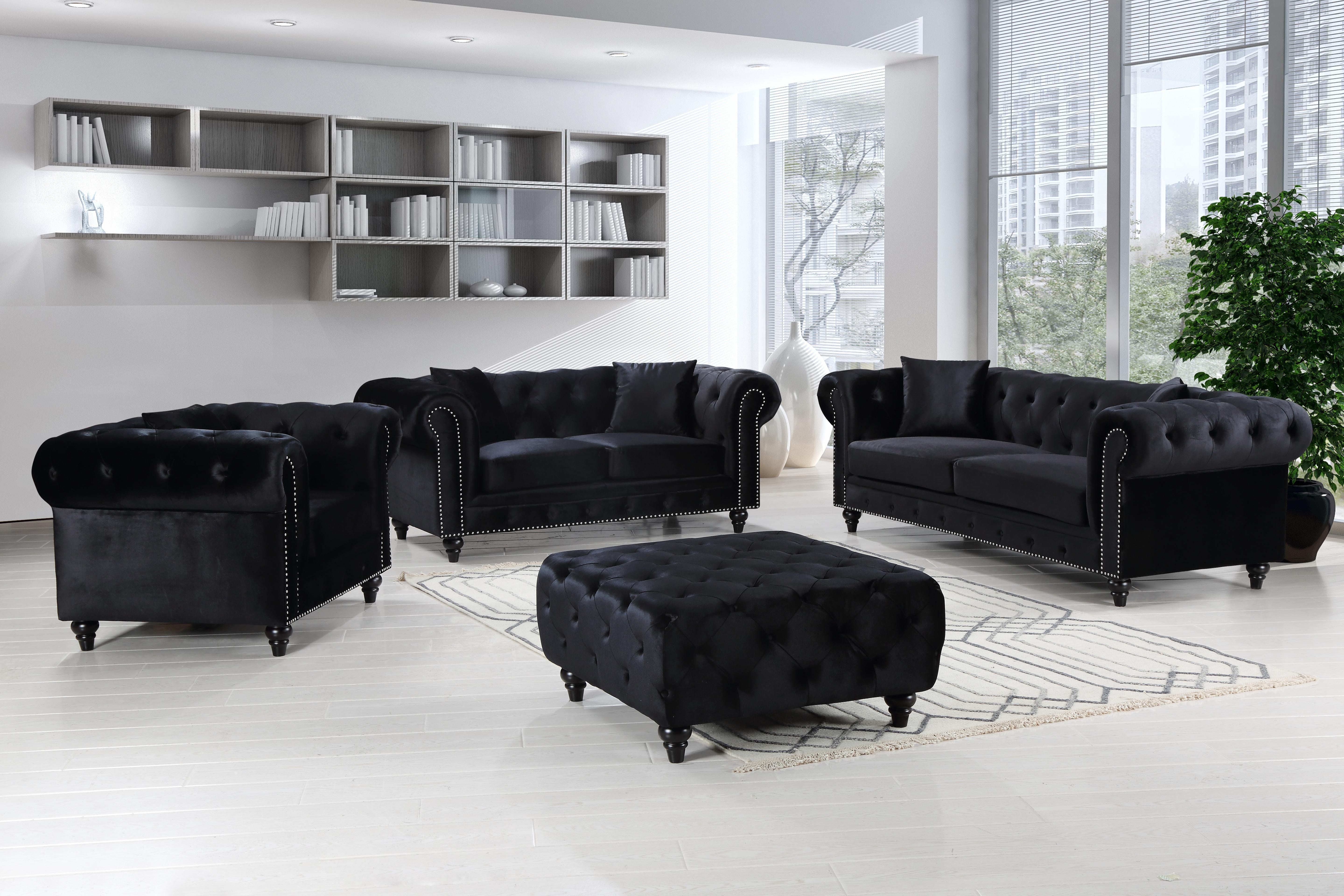 Chesterfield Black Velvet Chair - Luxury Home Furniture (MI)