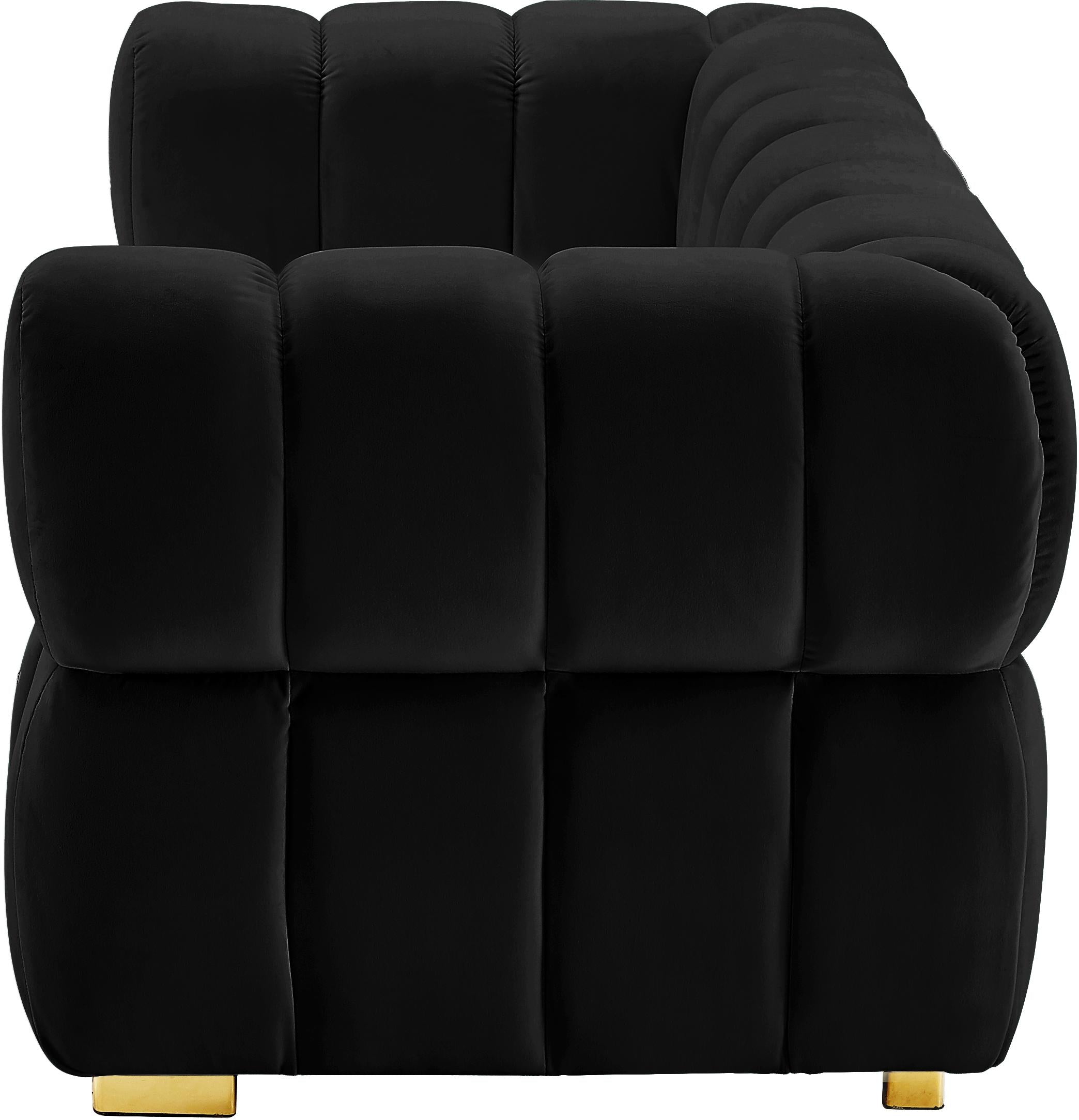 Gwen Black Velvet Loveseat - Luxury Home Furniture (MI)