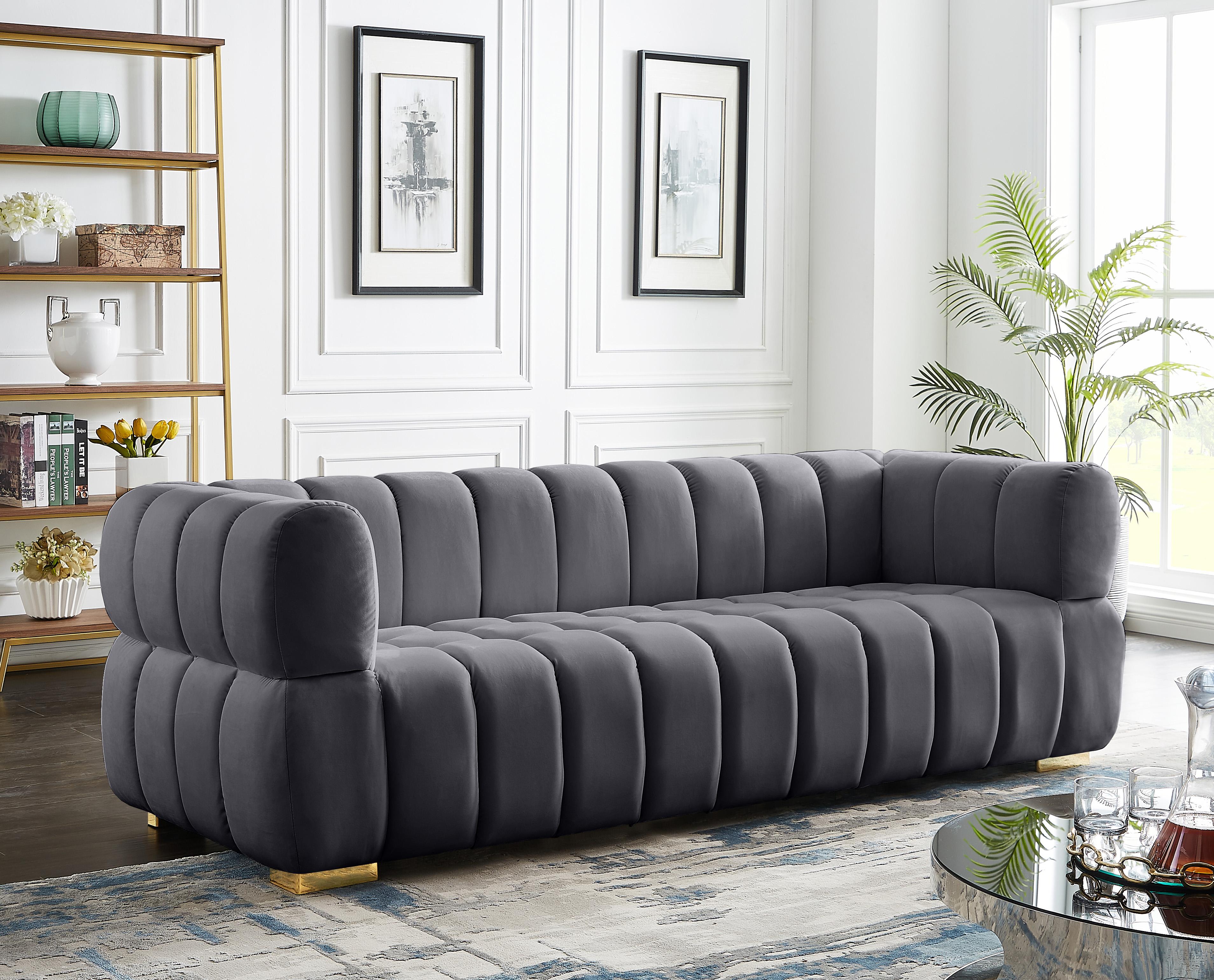 Gwen Grey Velvet Sofa - Luxury Home Furniture (MI)