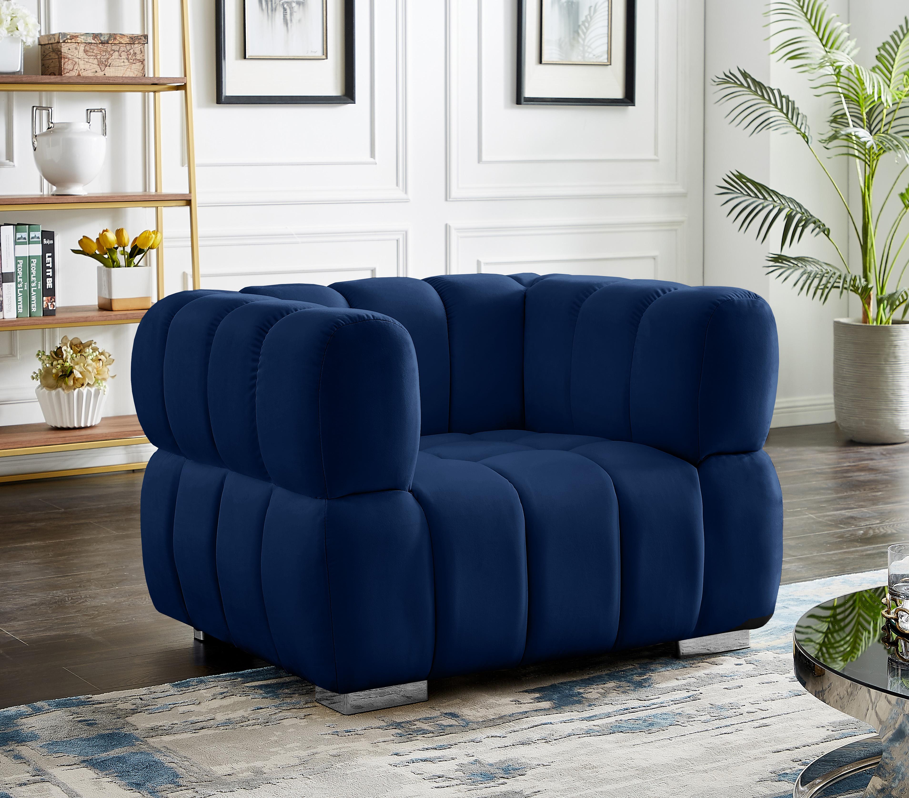 Gwen Navy Velvet Chair - Luxury Home Furniture (MI)