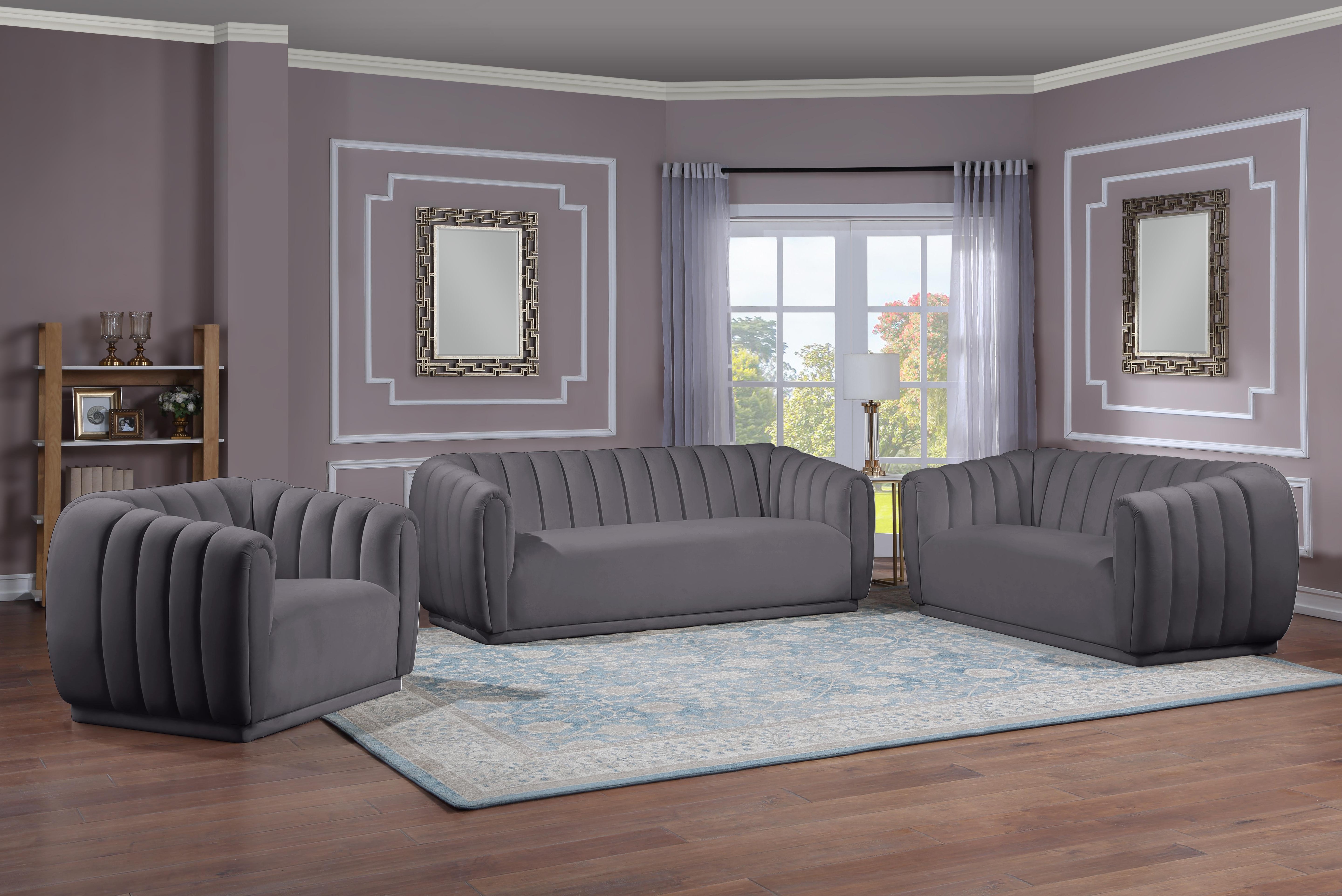Dixie Grey Velvet Sofa - Luxury Home Furniture (MI)