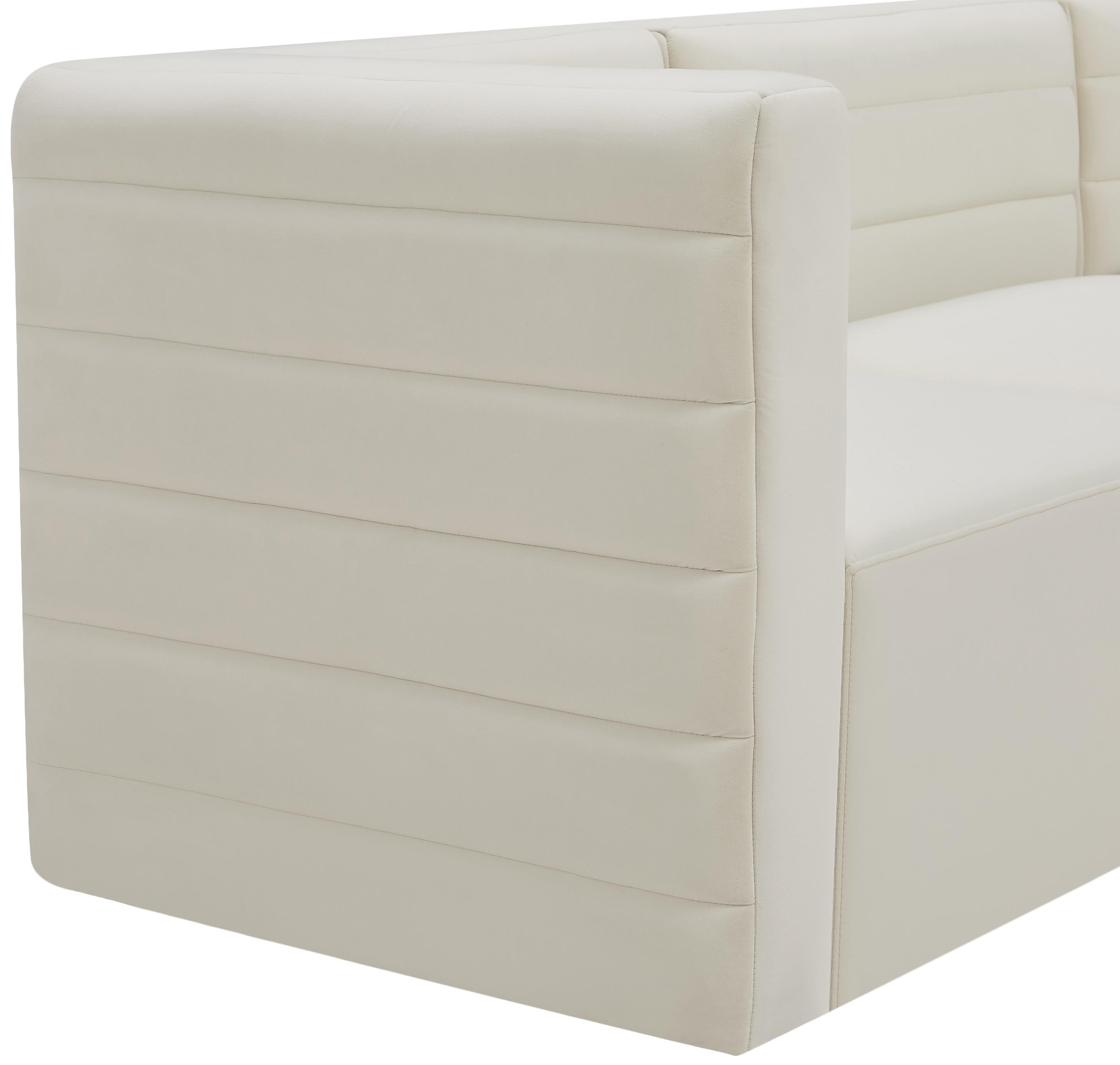 Quincy Cream Velvet Modular Corner Chair - Luxury Home Furniture (MI)