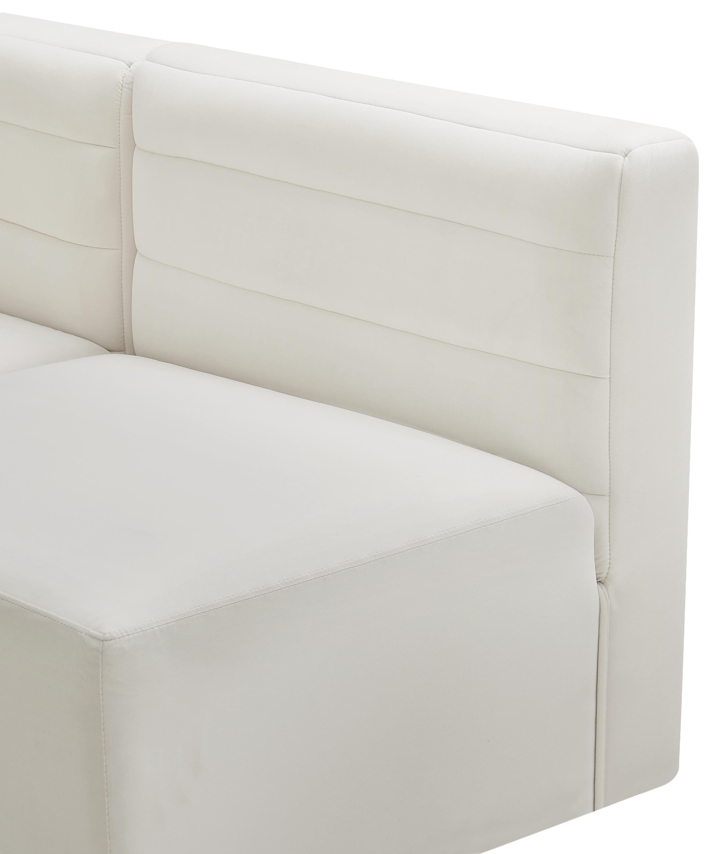 Quincy Cream Velvet Modular Corner Chair - Luxury Home Furniture (MI)