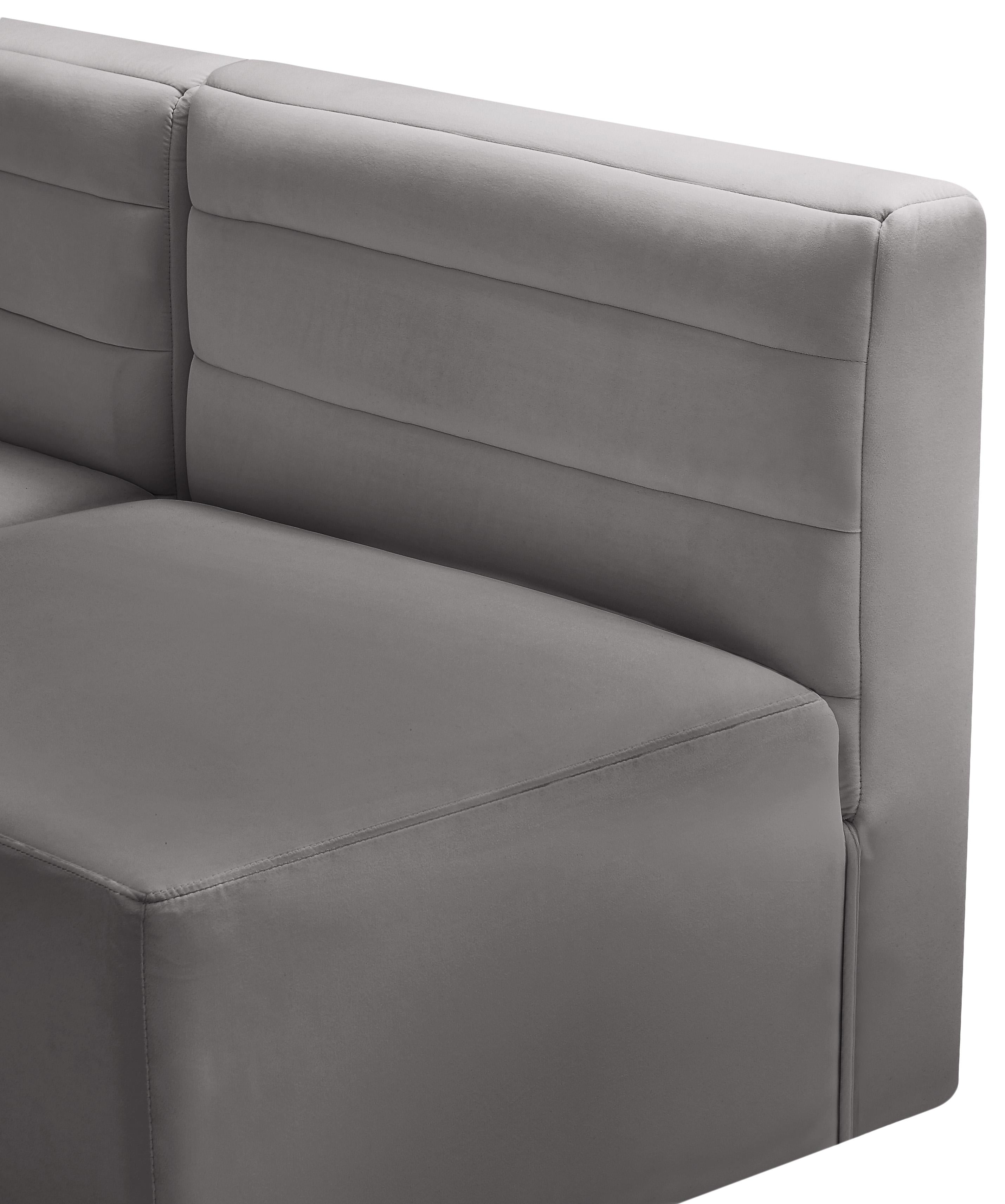 Quincy Grey Velvet Modular Corner Chair - Luxury Home Furniture (MI)