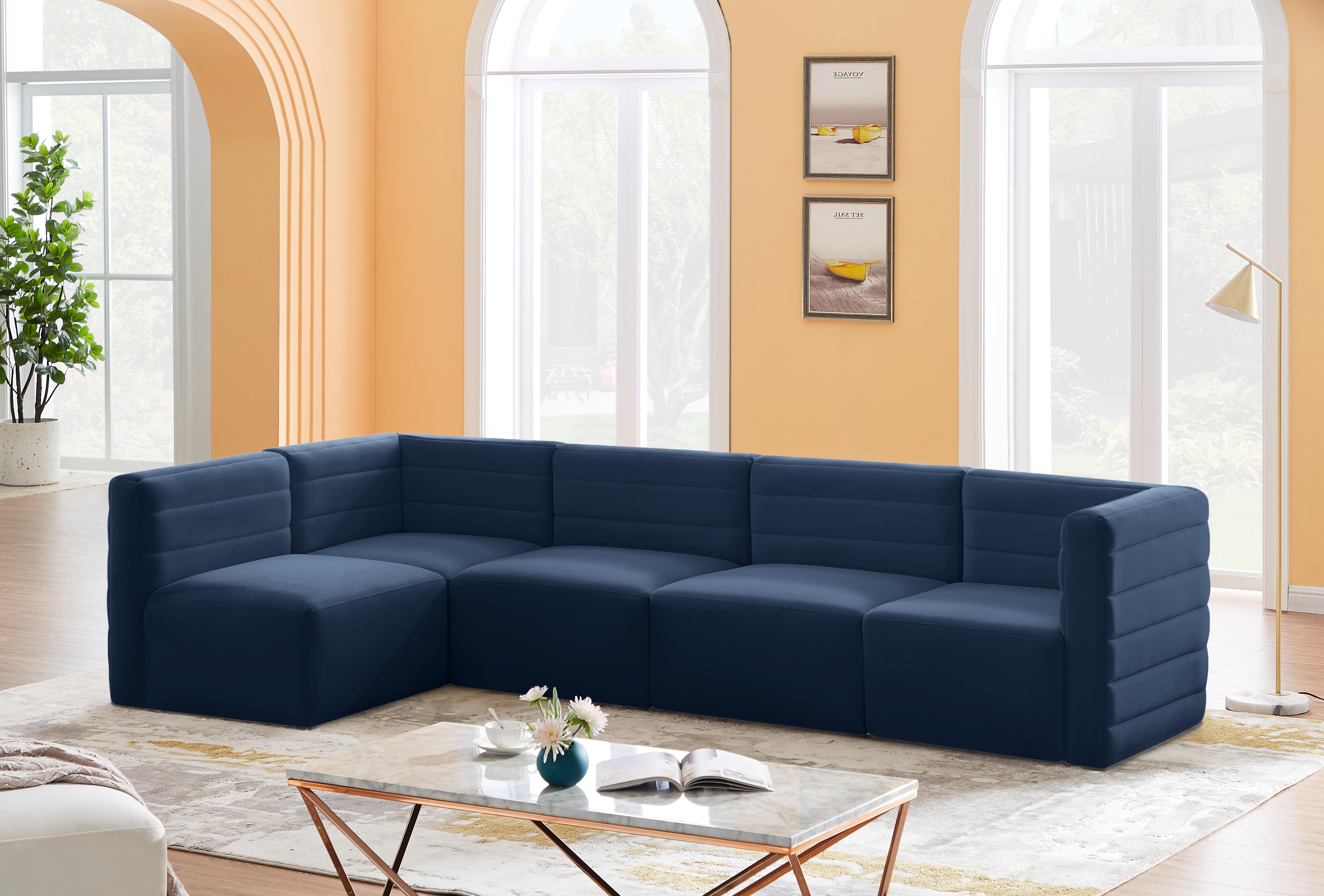 Quincy Navy Velvet Modular Sectional