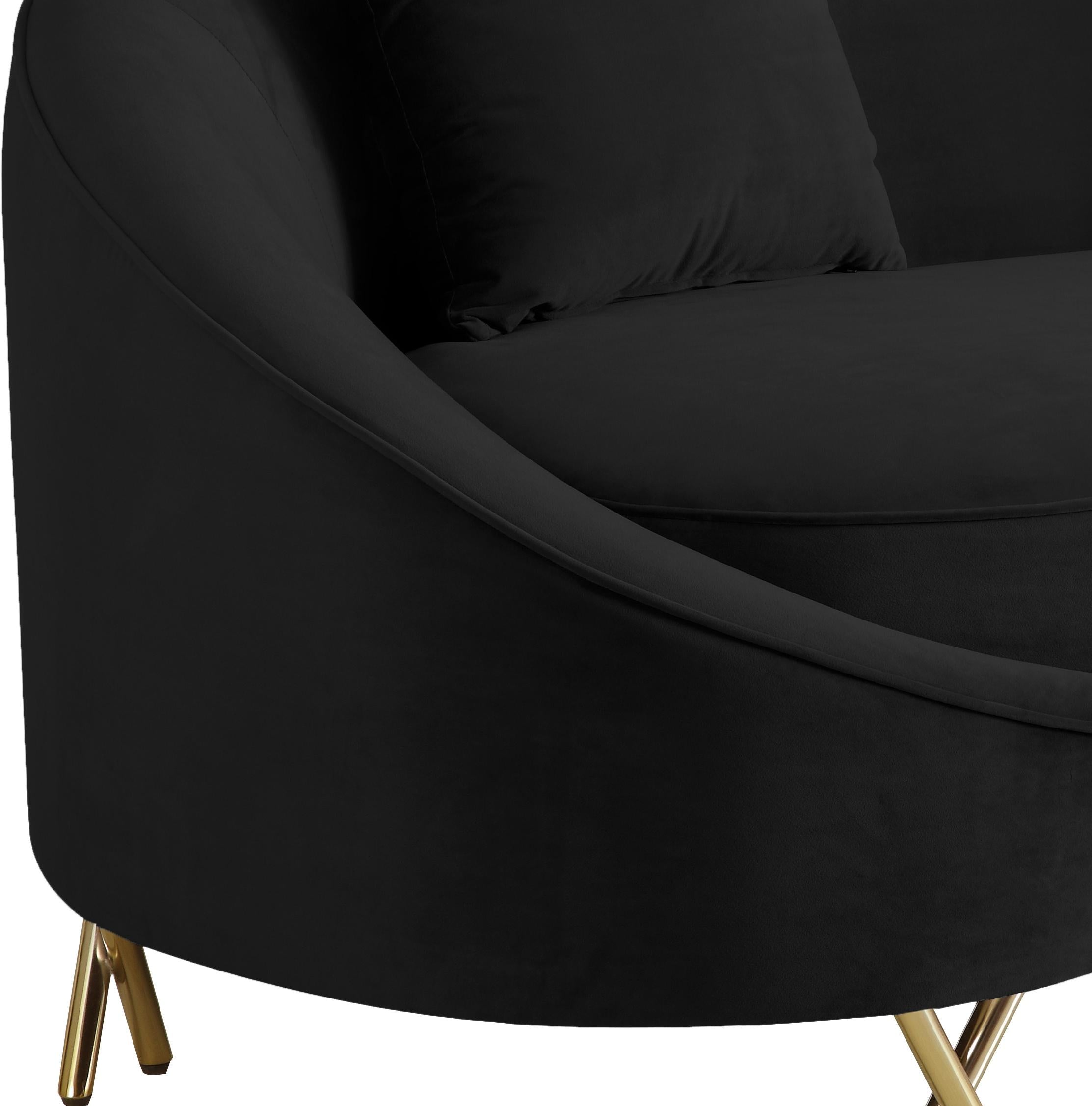 Serpentine Black Velvet Sofa - Luxury Home Furniture (MI)