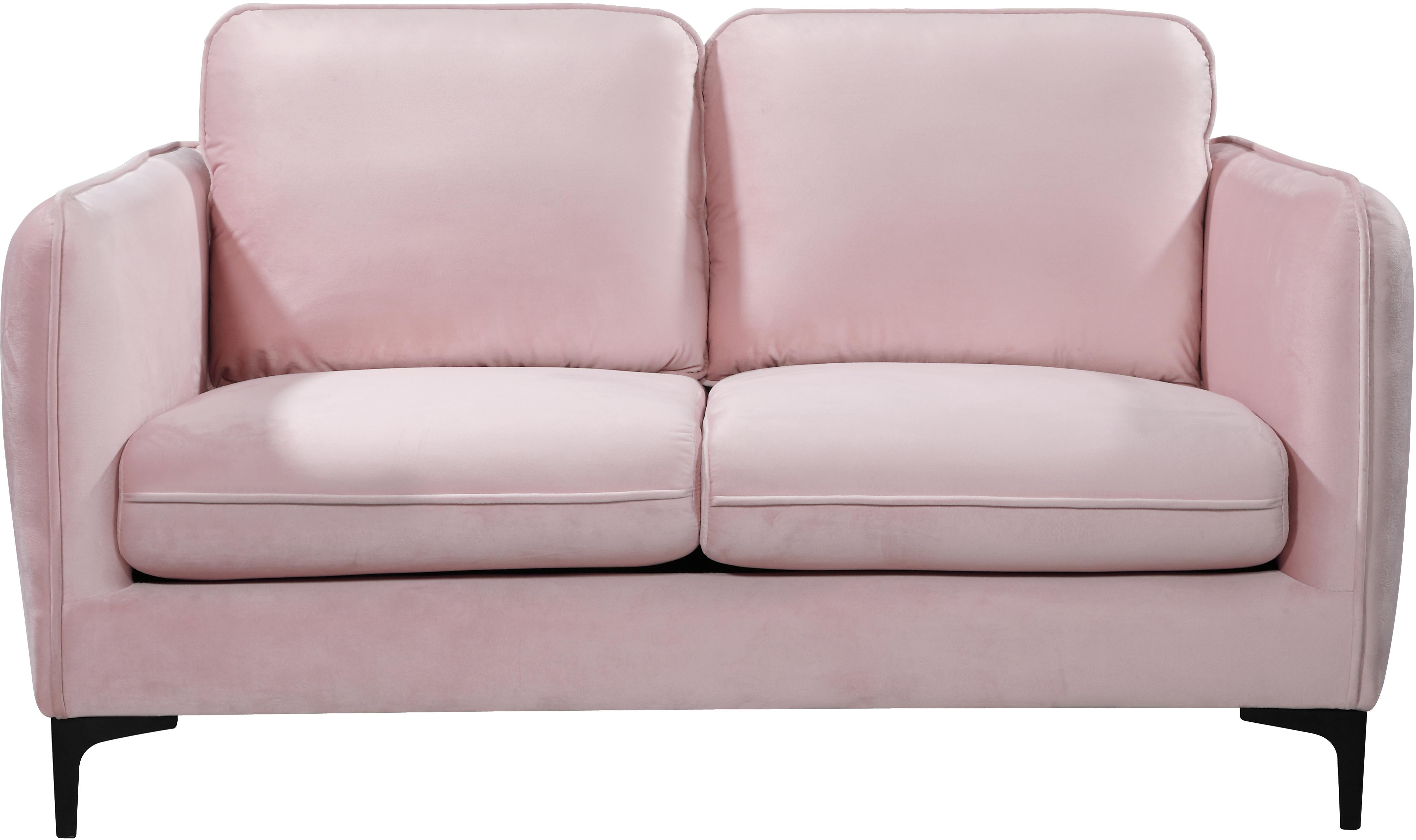 Poppy Pink Velvet Loveseat - Luxury Home Furniture (MI)