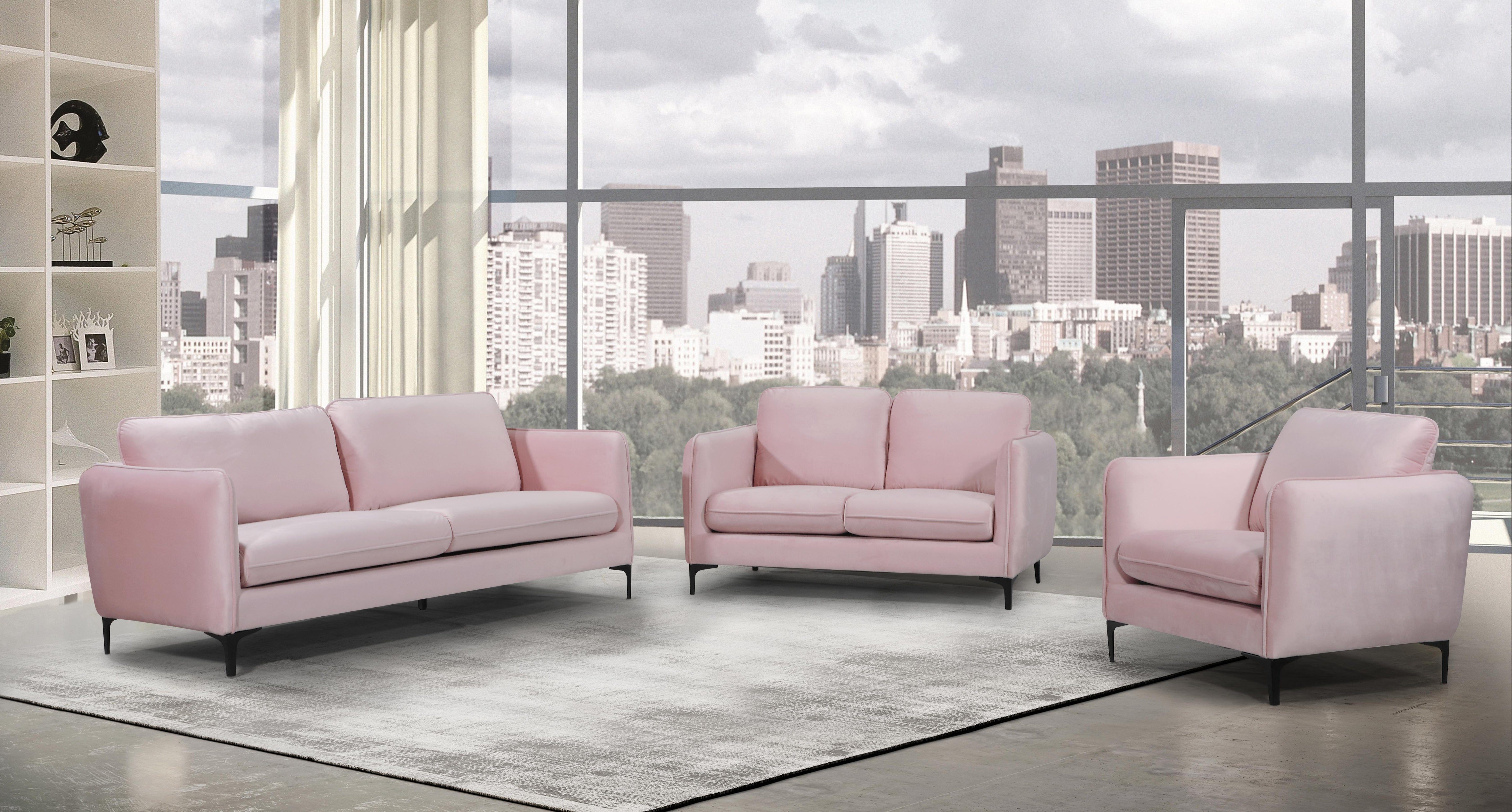 Poppy Pink Velvet Loveseat