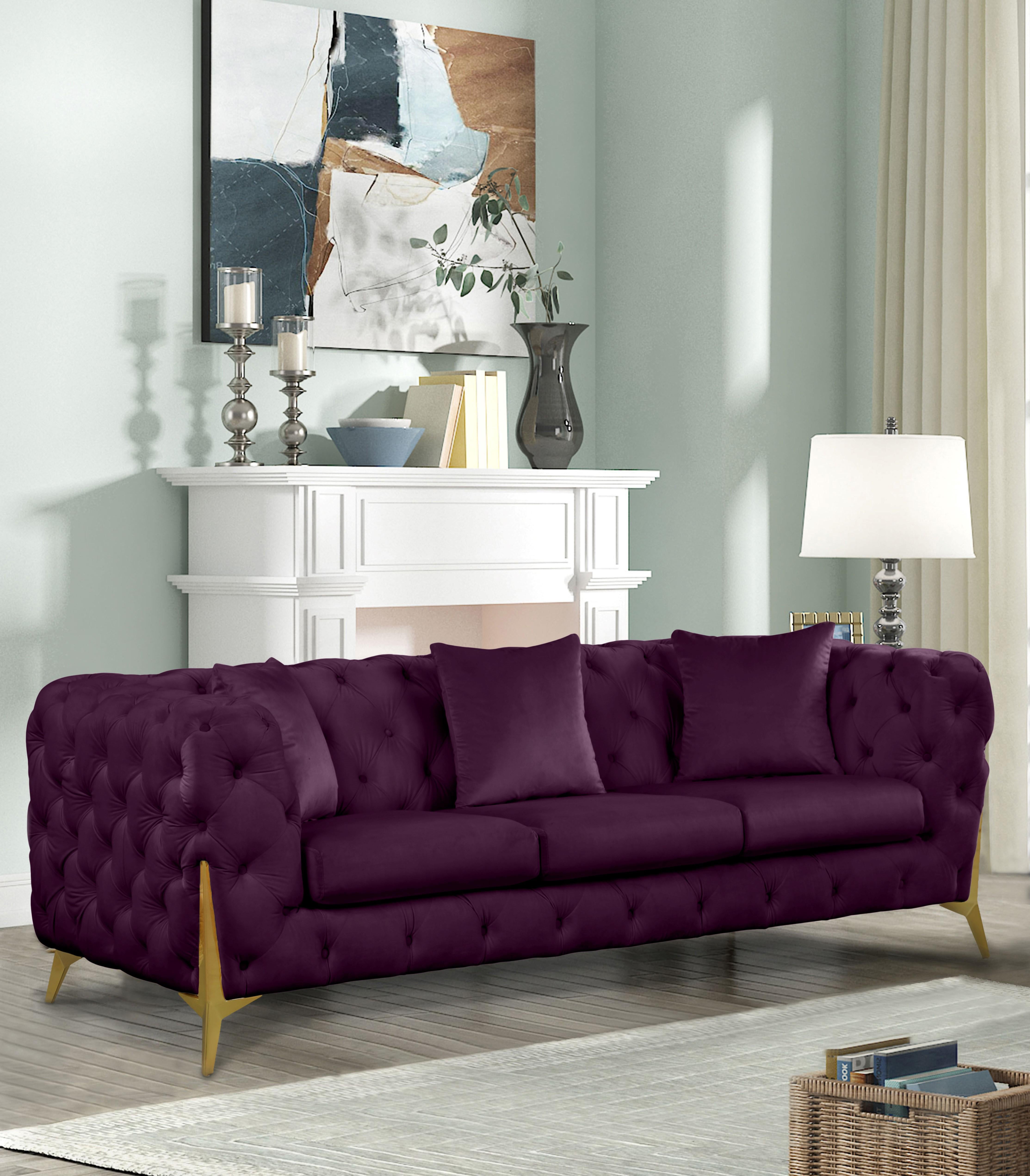 Purple tufted sofa sales