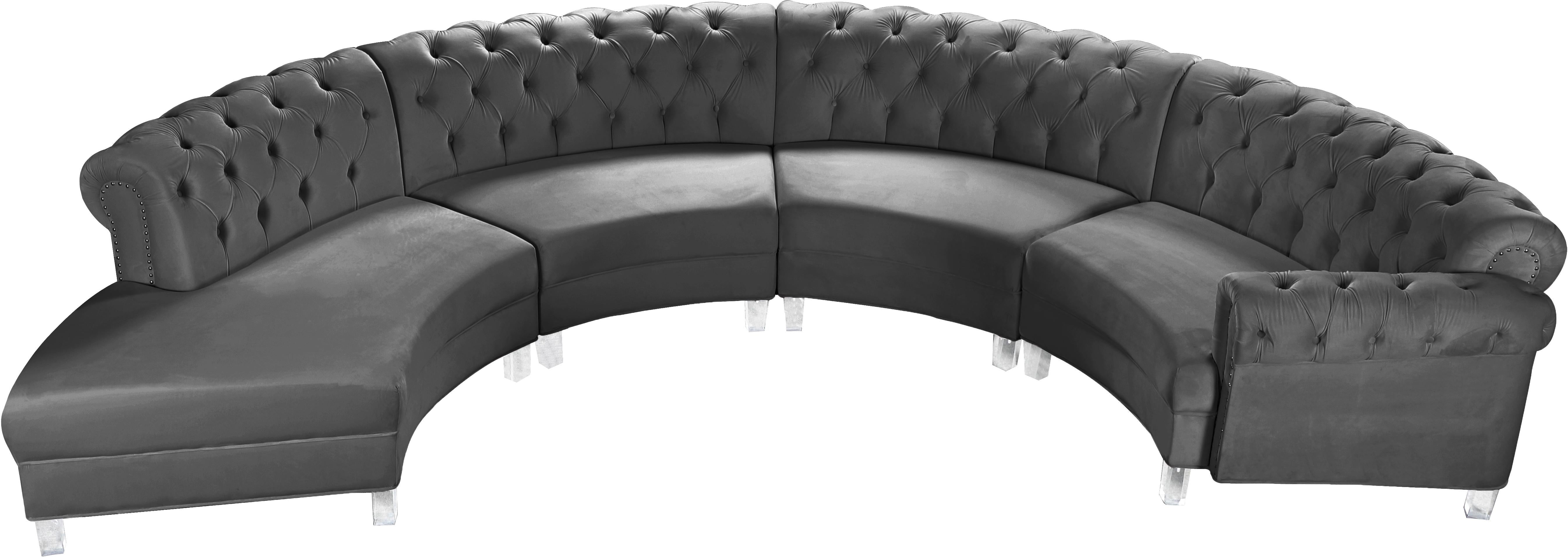 Anabella Grey Velvet 4pc. Sectional - Luxury Home Furniture (MI)