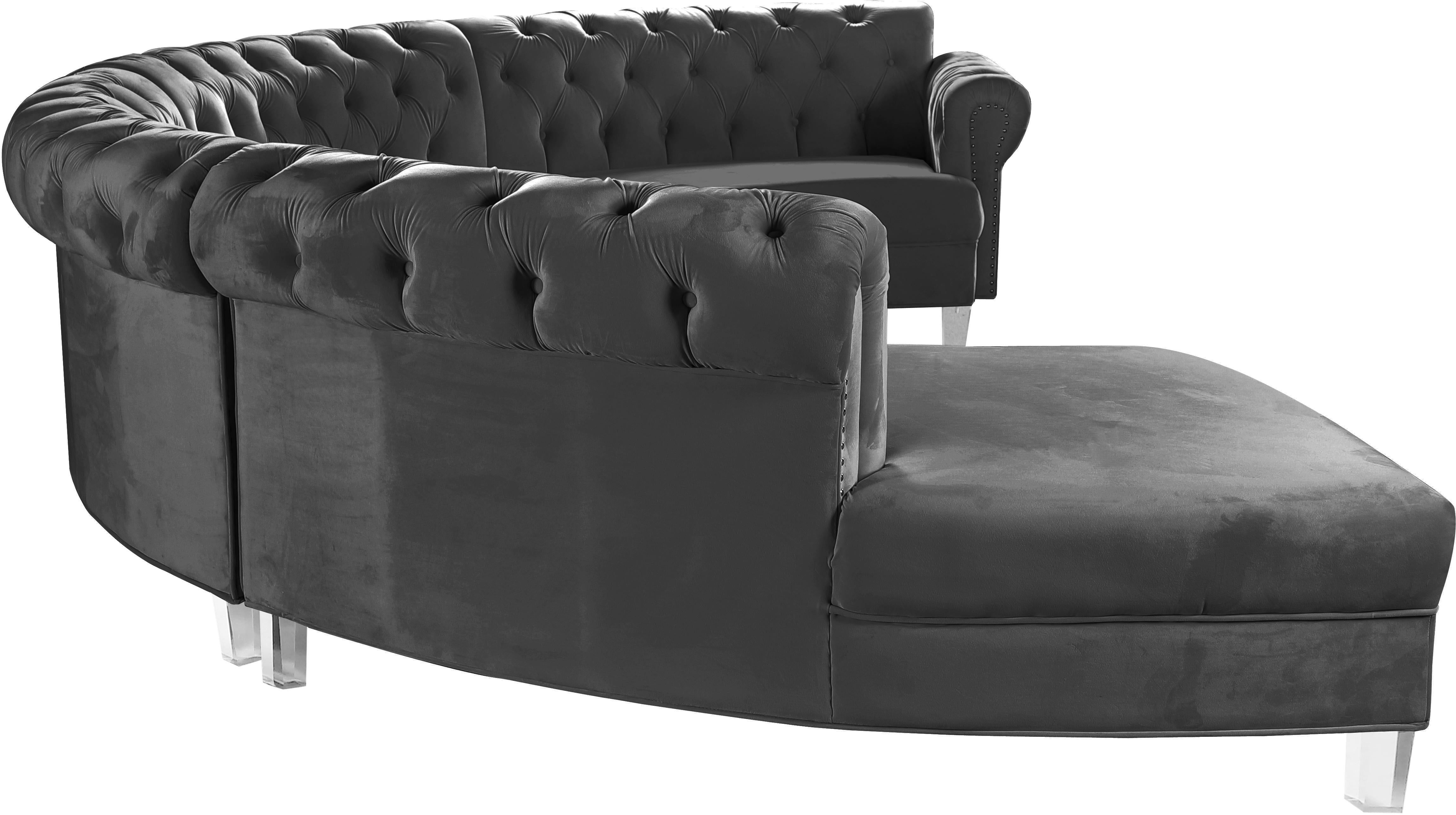 Anabella Grey Velvet 4pc. Sectional - Luxury Home Furniture (MI)