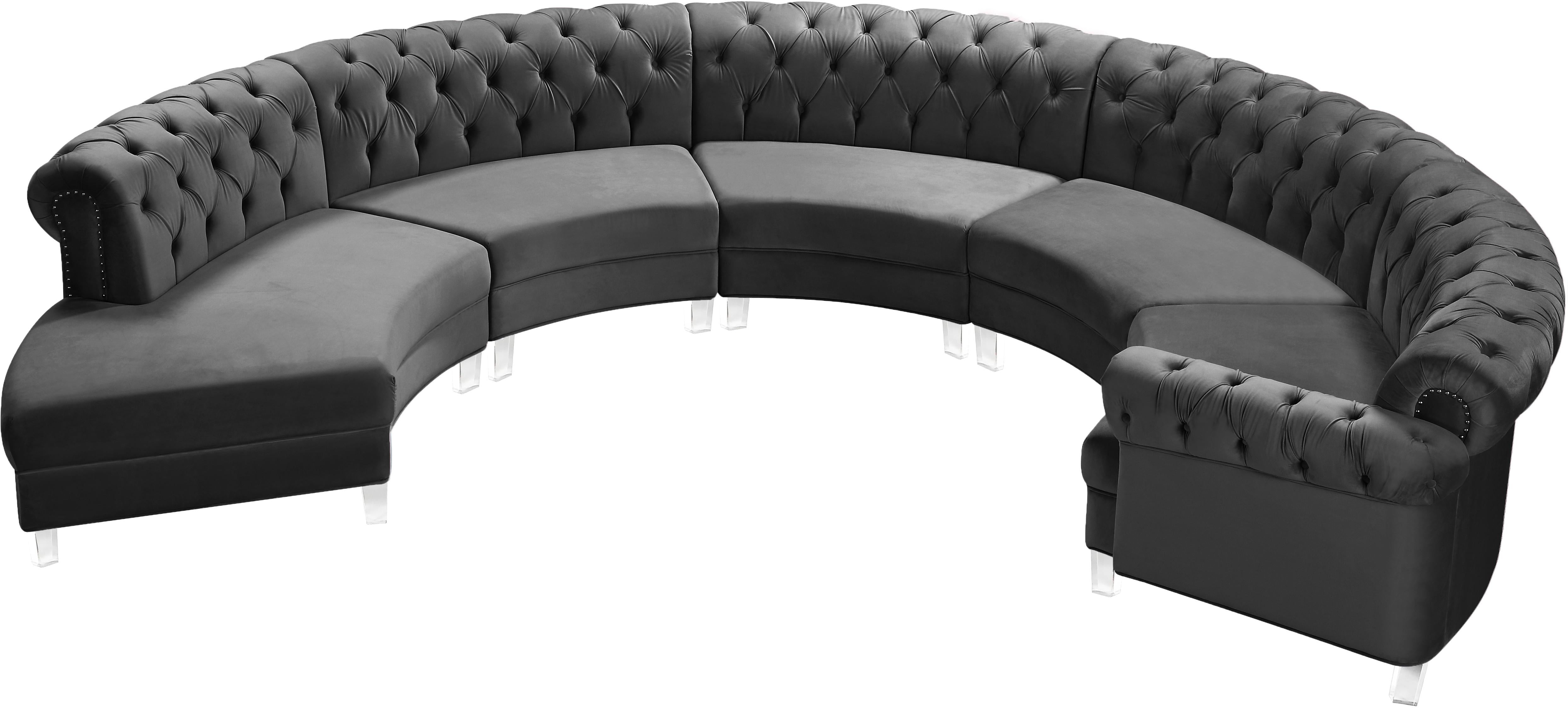 Anabella Grey Velvet 5pc. Sectional - Luxury Home Furniture (MI)