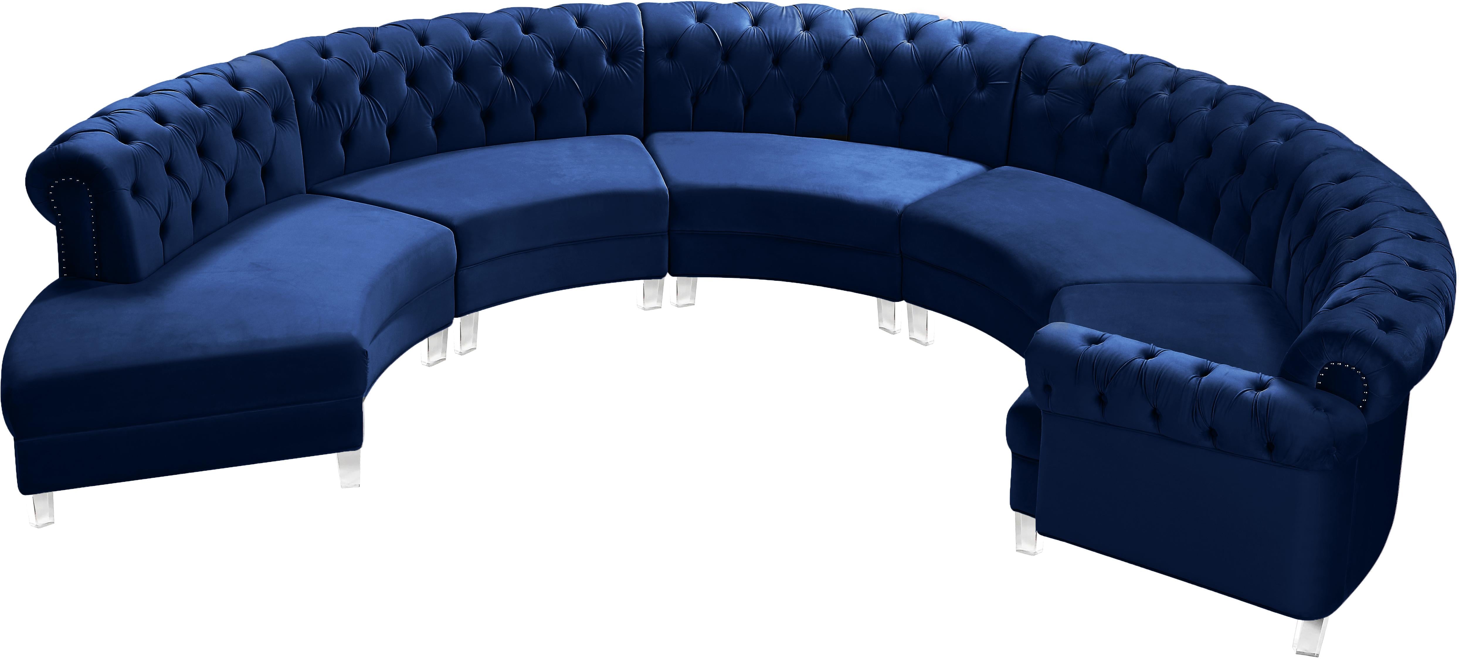 Anabella Navy Velvet 5pc. Sectional - Luxury Home Furniture (MI)