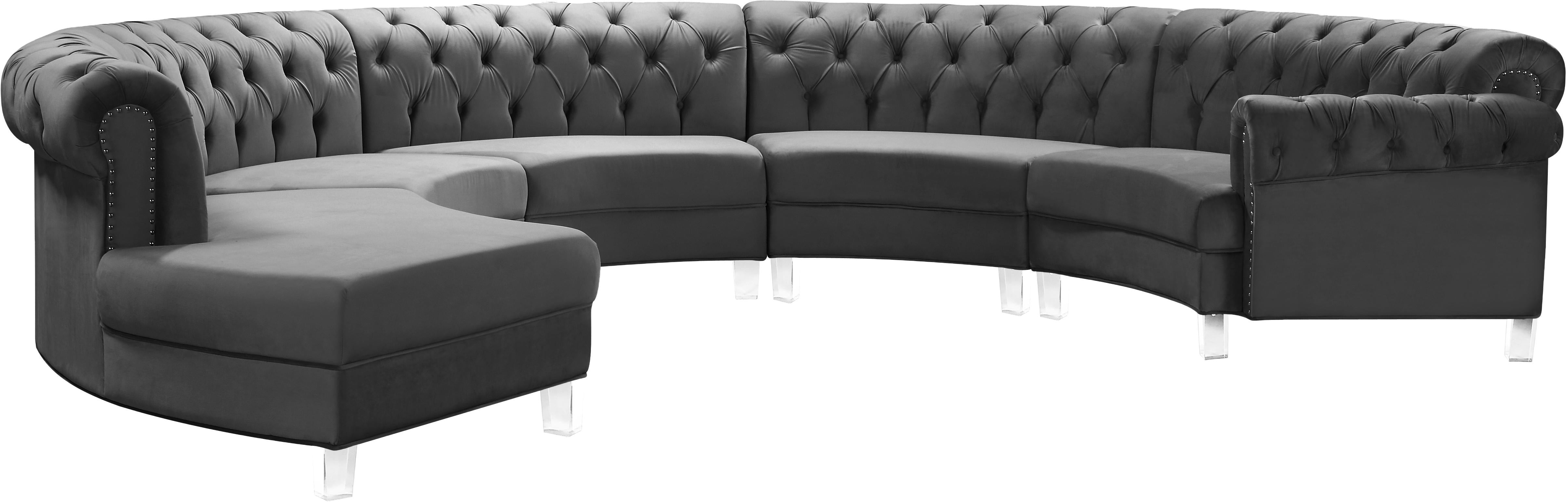 Anabella Grey Velvet 5pc. Sectional - Luxury Home Furniture (MI)
