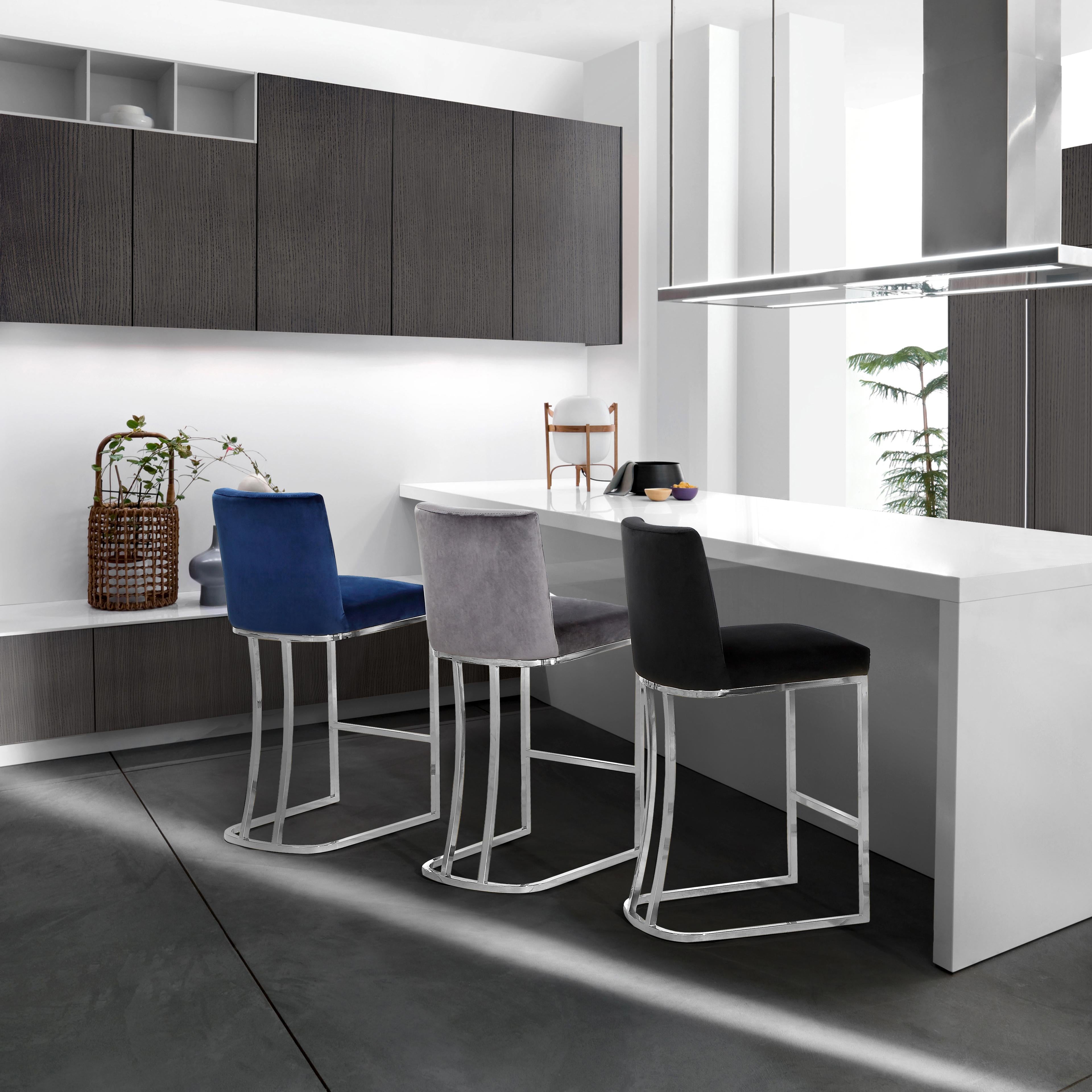 Heidi Grey Velvet Stool - Luxury Home Furniture (MI)