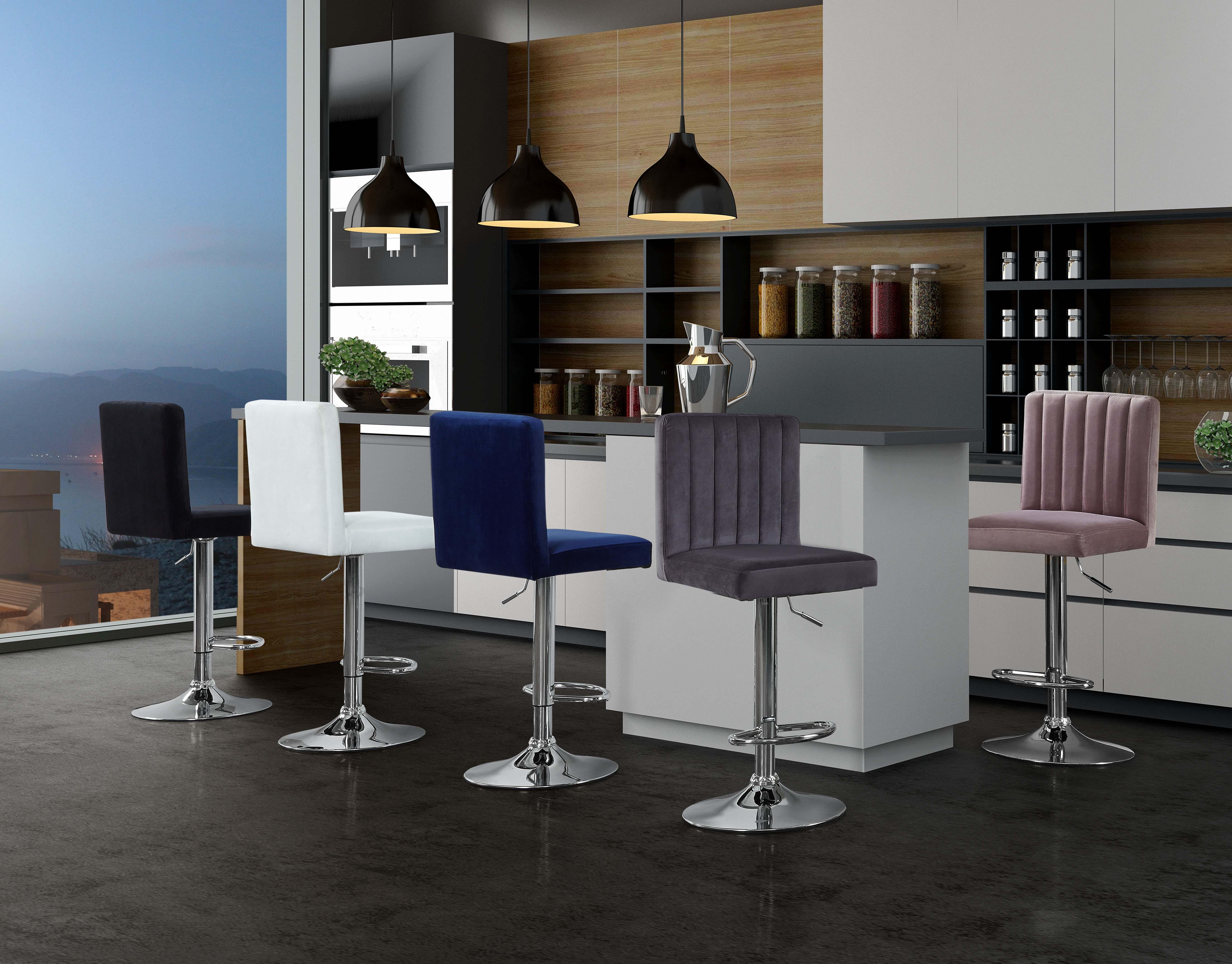 Joel Navy Velvet Adjustable Stool - Luxury Home Furniture (MI)