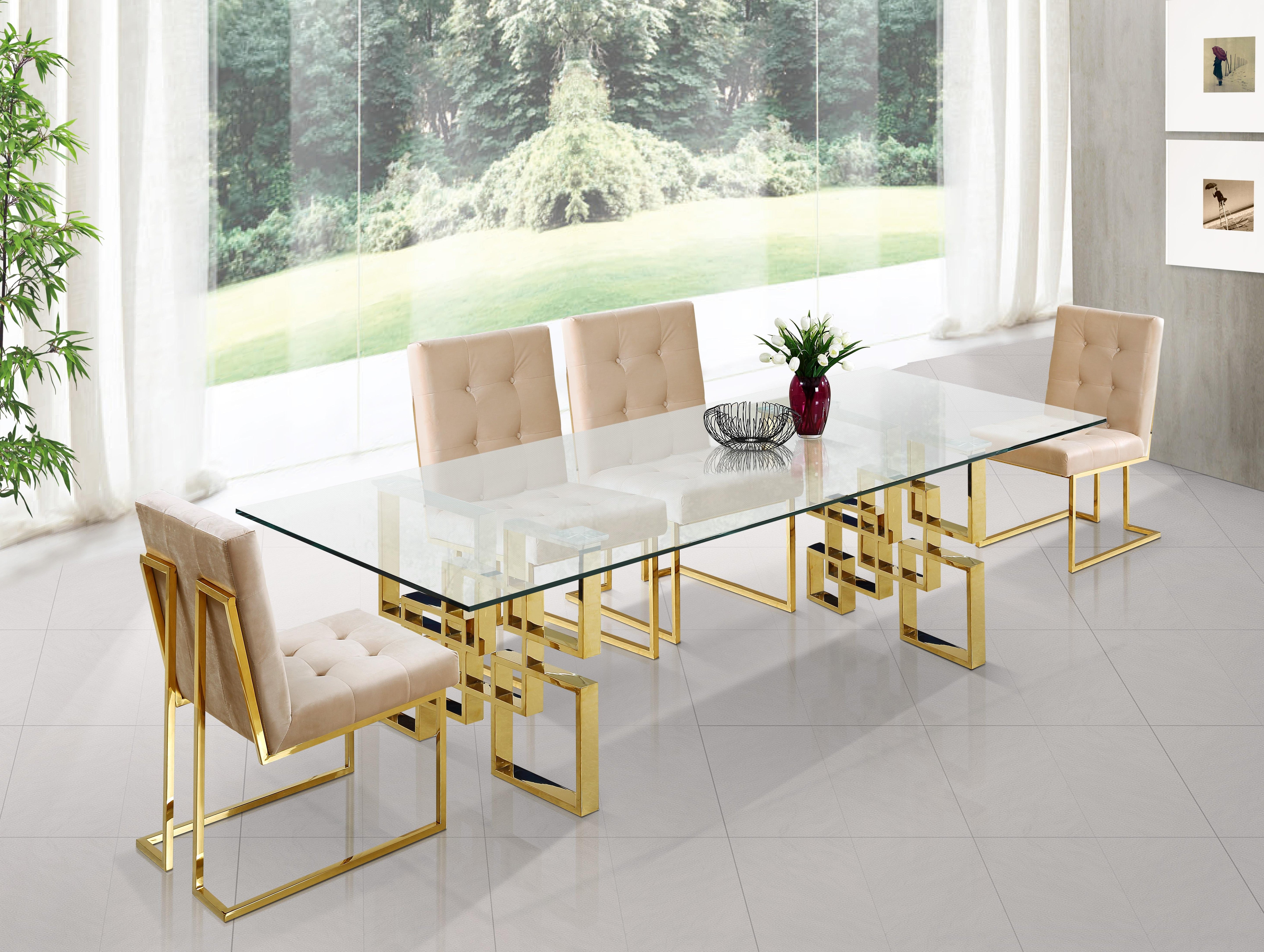 Pierre Beige Velvet Dining Chair - Luxury Home Furniture (MI)
