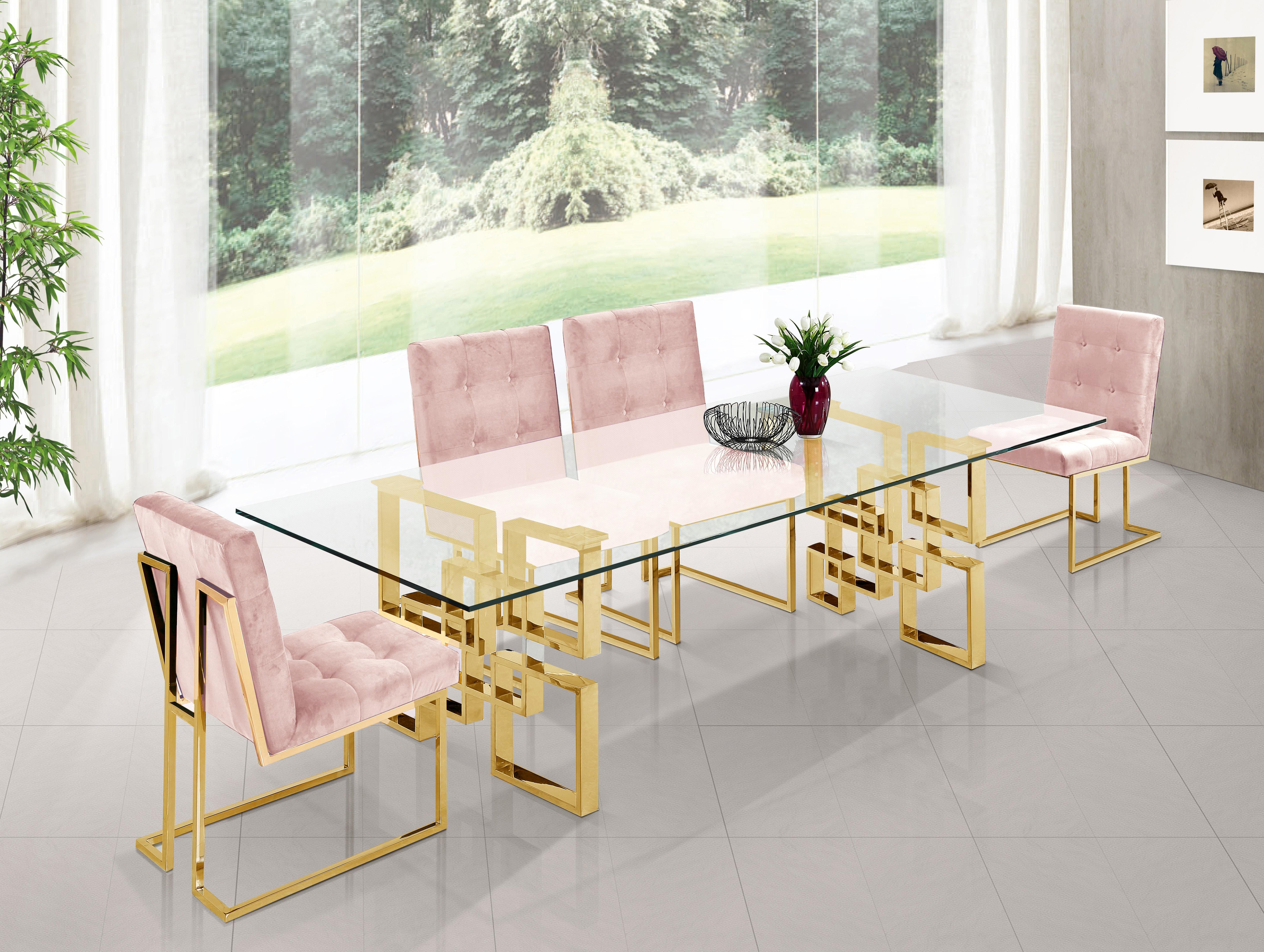 Pierre Pink Velvet Dining Chair - Luxury Home Furniture (MI)