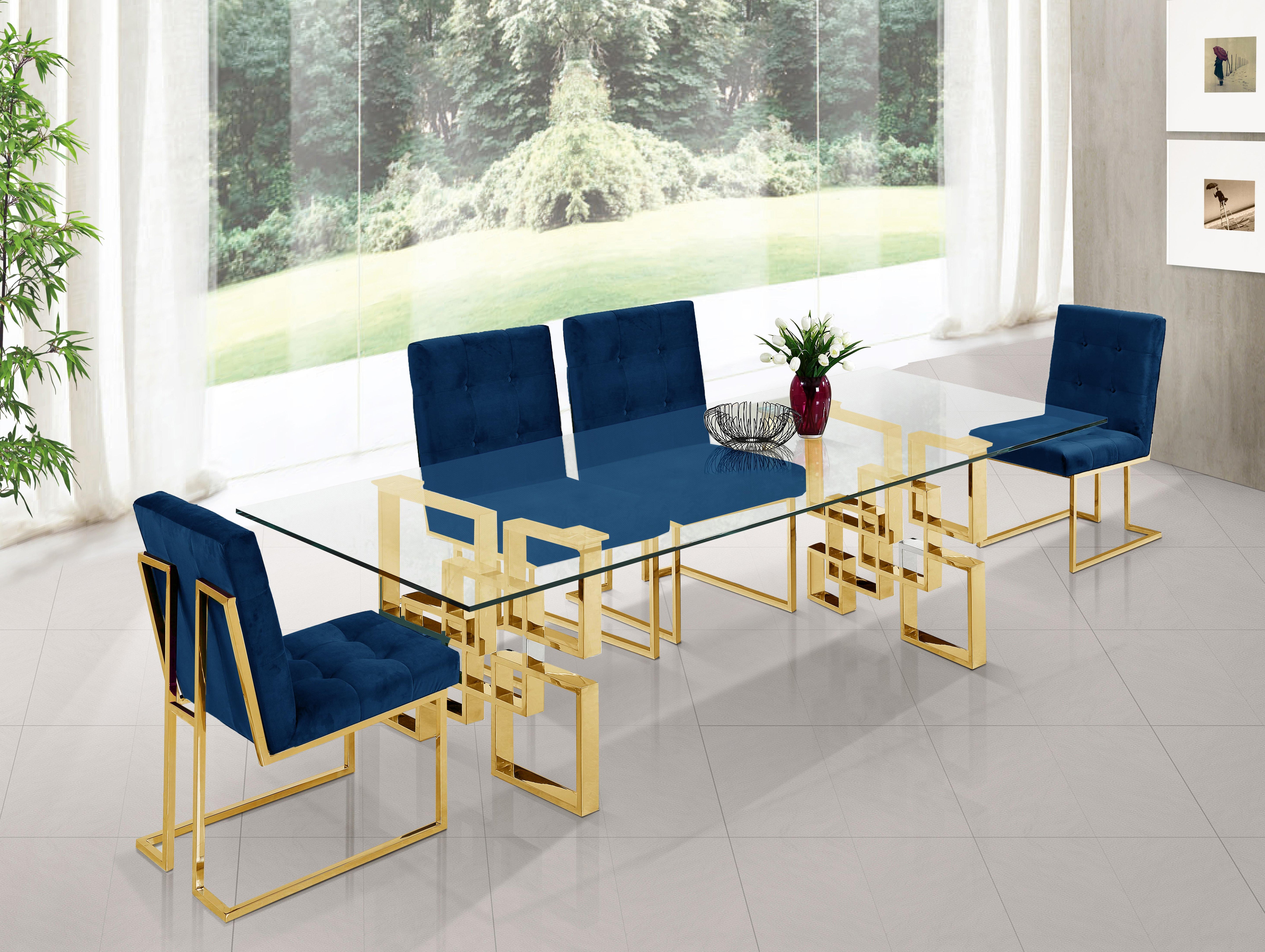 Pierre Navy Velvet Dining Chair - Luxury Home Furniture (MI)
