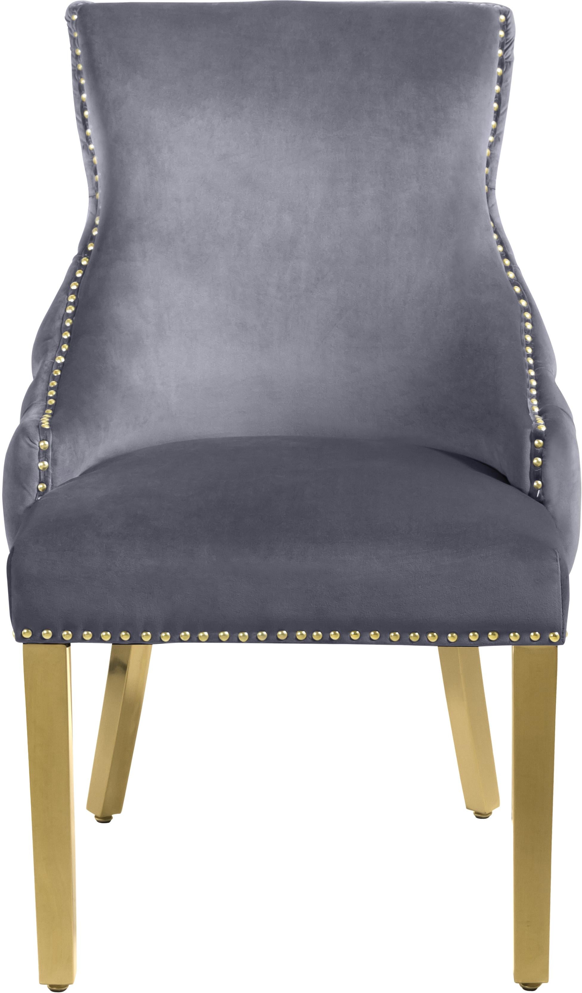 Tuft Grey Velvet Dining Chair - Luxury Home Furniture (MI)