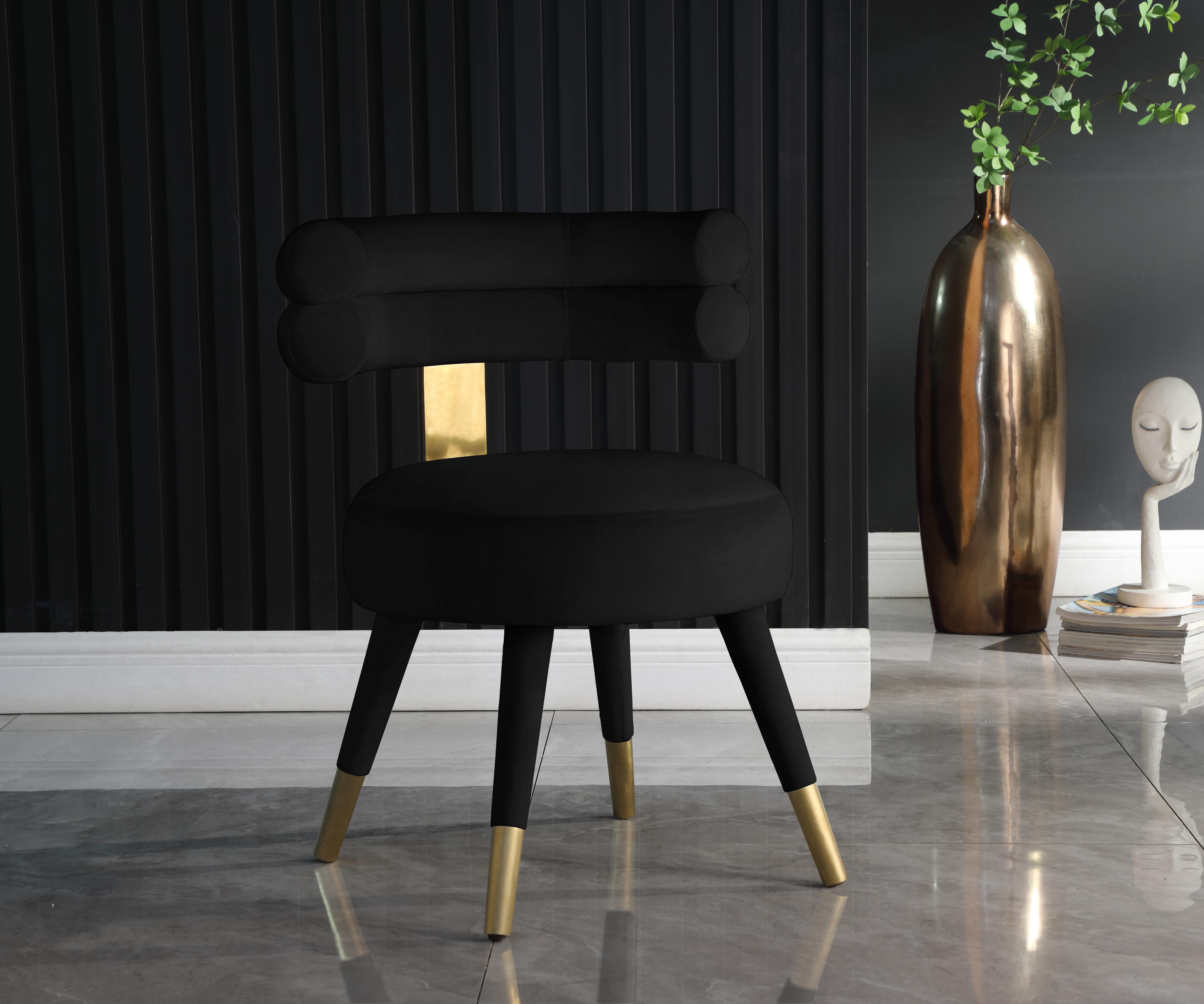 Fitzroy Black Velvet Dining Chair - Luxury Home Furniture (MI)
