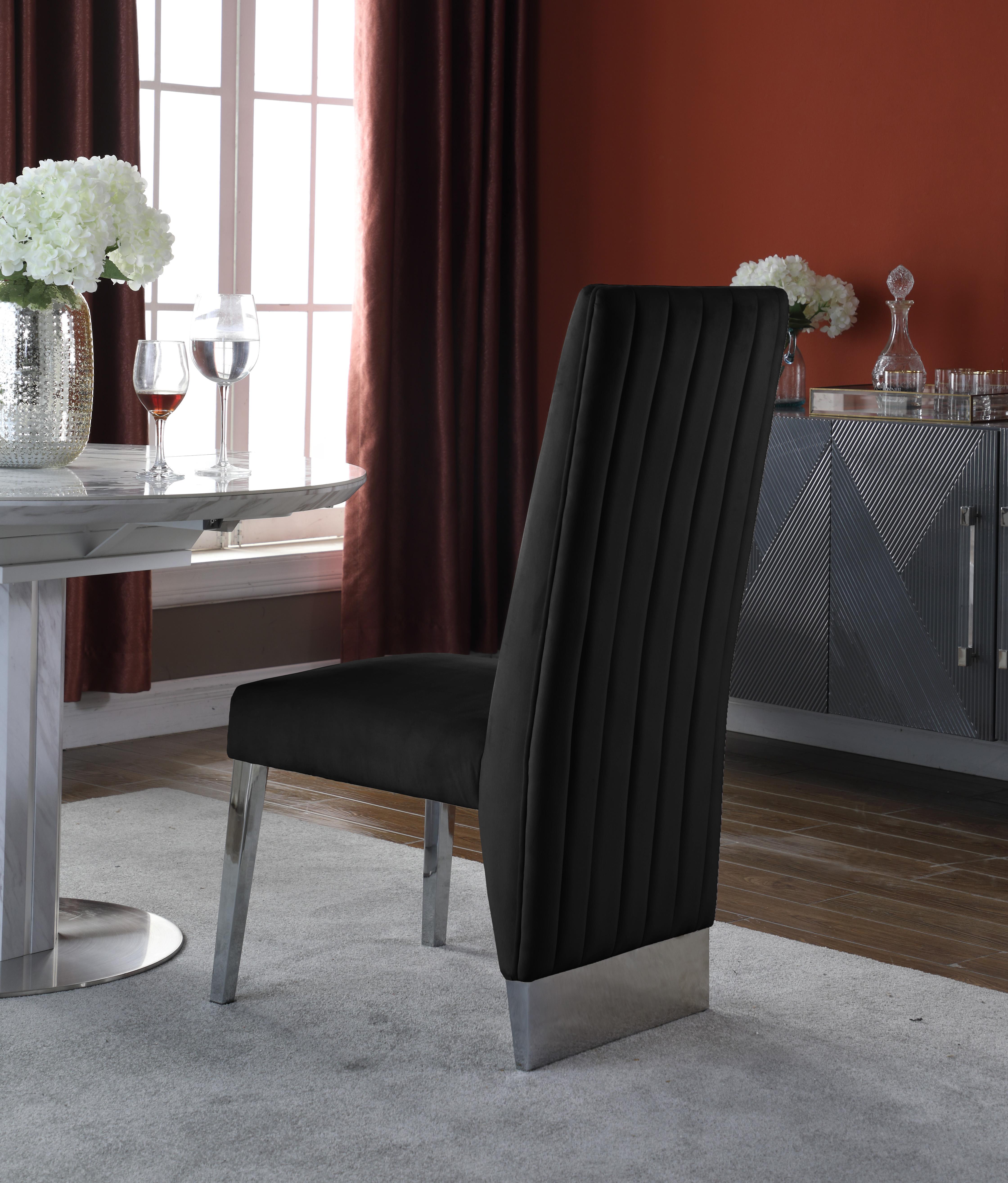 Porsha Black Velvet Dining Chair - Luxury Home Furniture (MI)