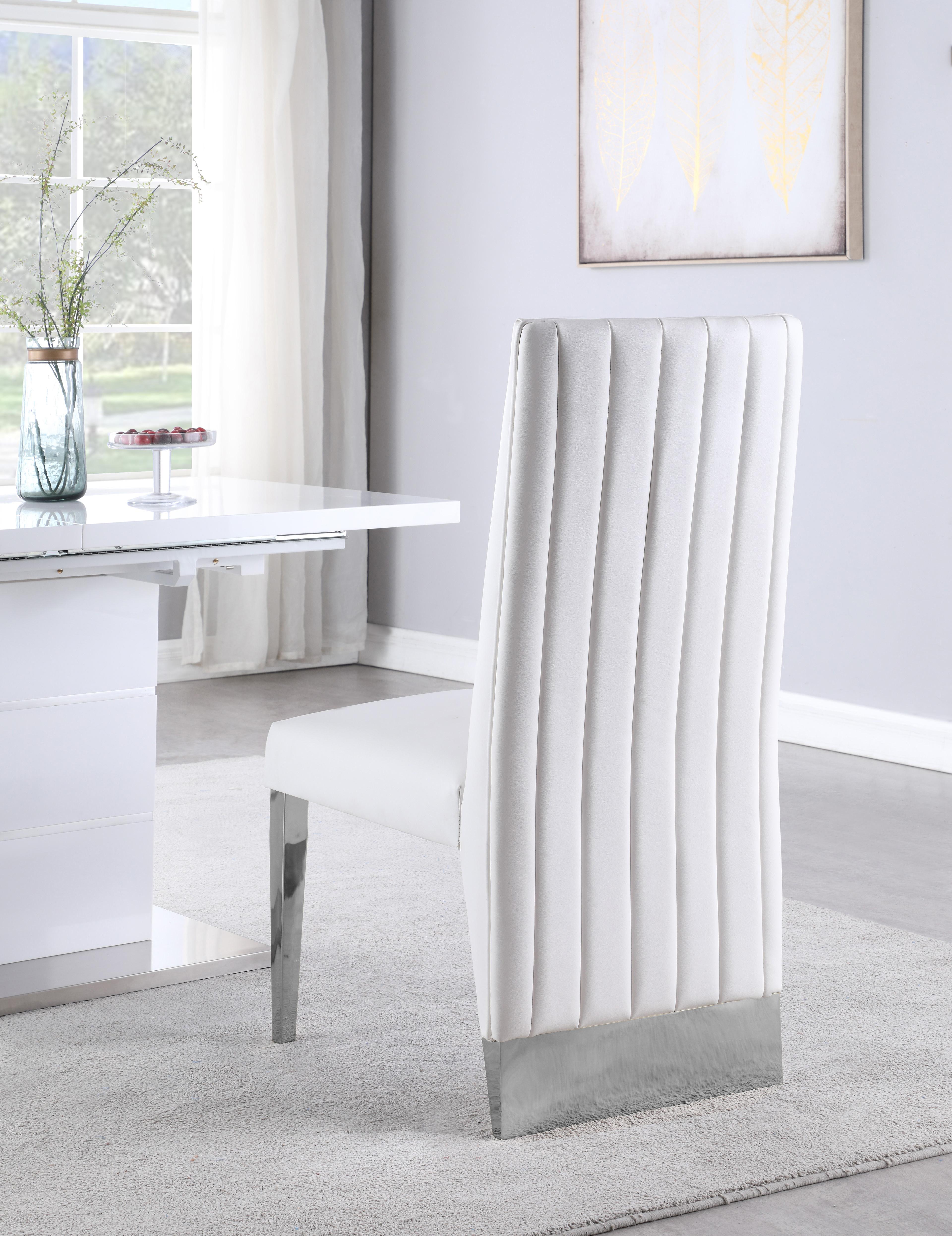 Porsha White Faux Leather Dining Chair - Luxury Home Furniture (MI)