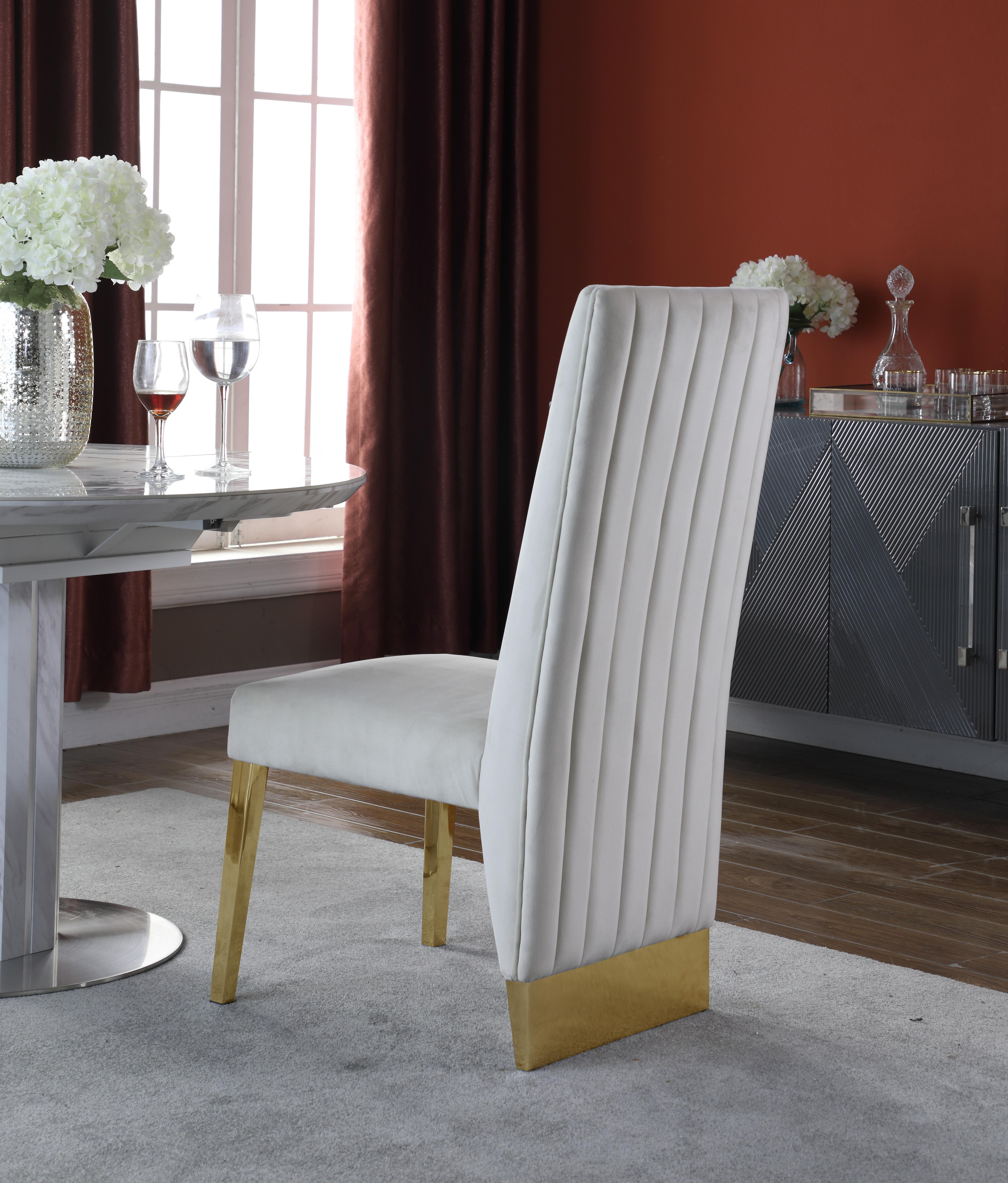 Porsha Cream Velvet Dining Chair - Luxury Home Furniture (MI)