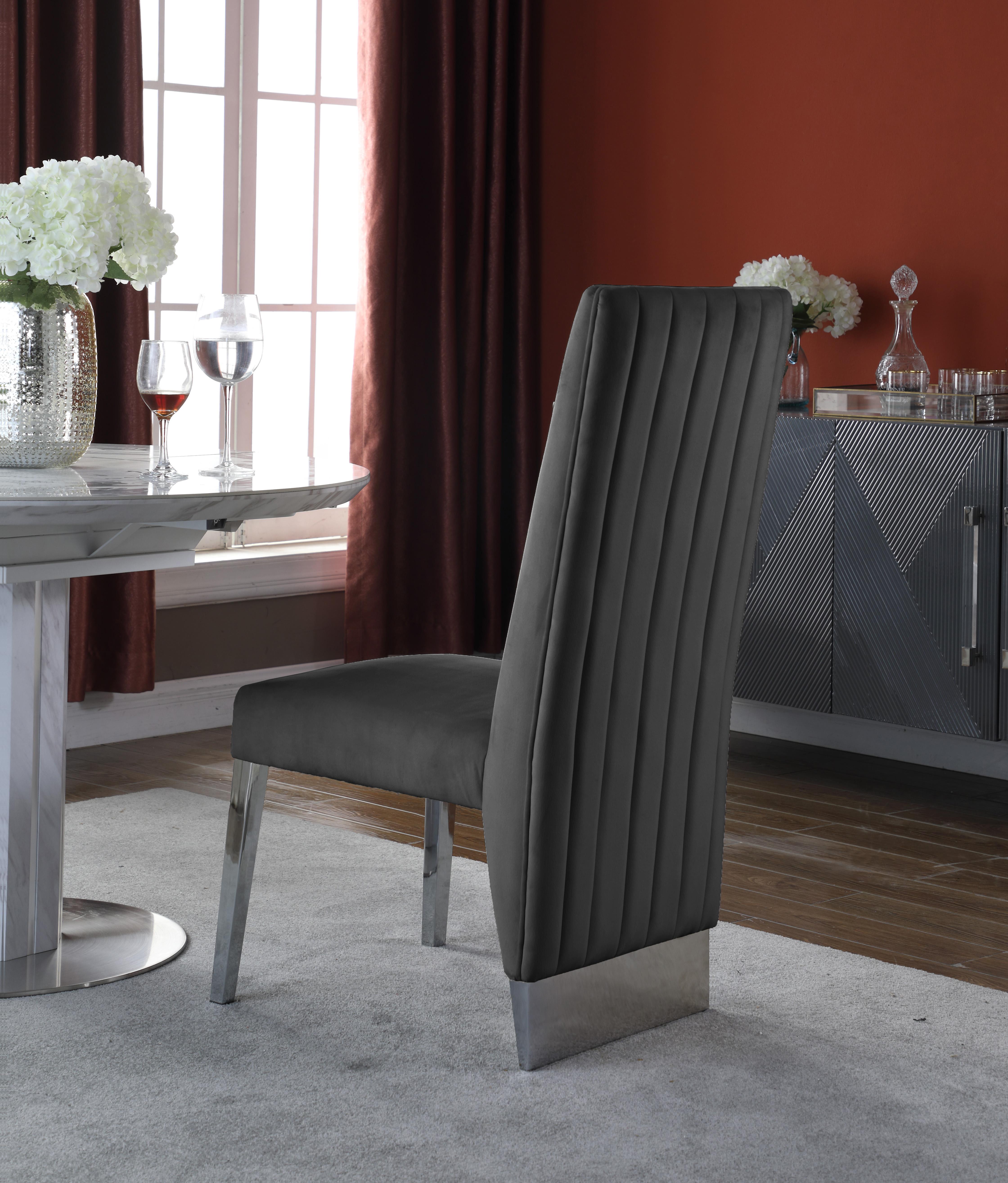 Porsha Grey Velvet Dining Chair - Luxury Home Furniture (MI)