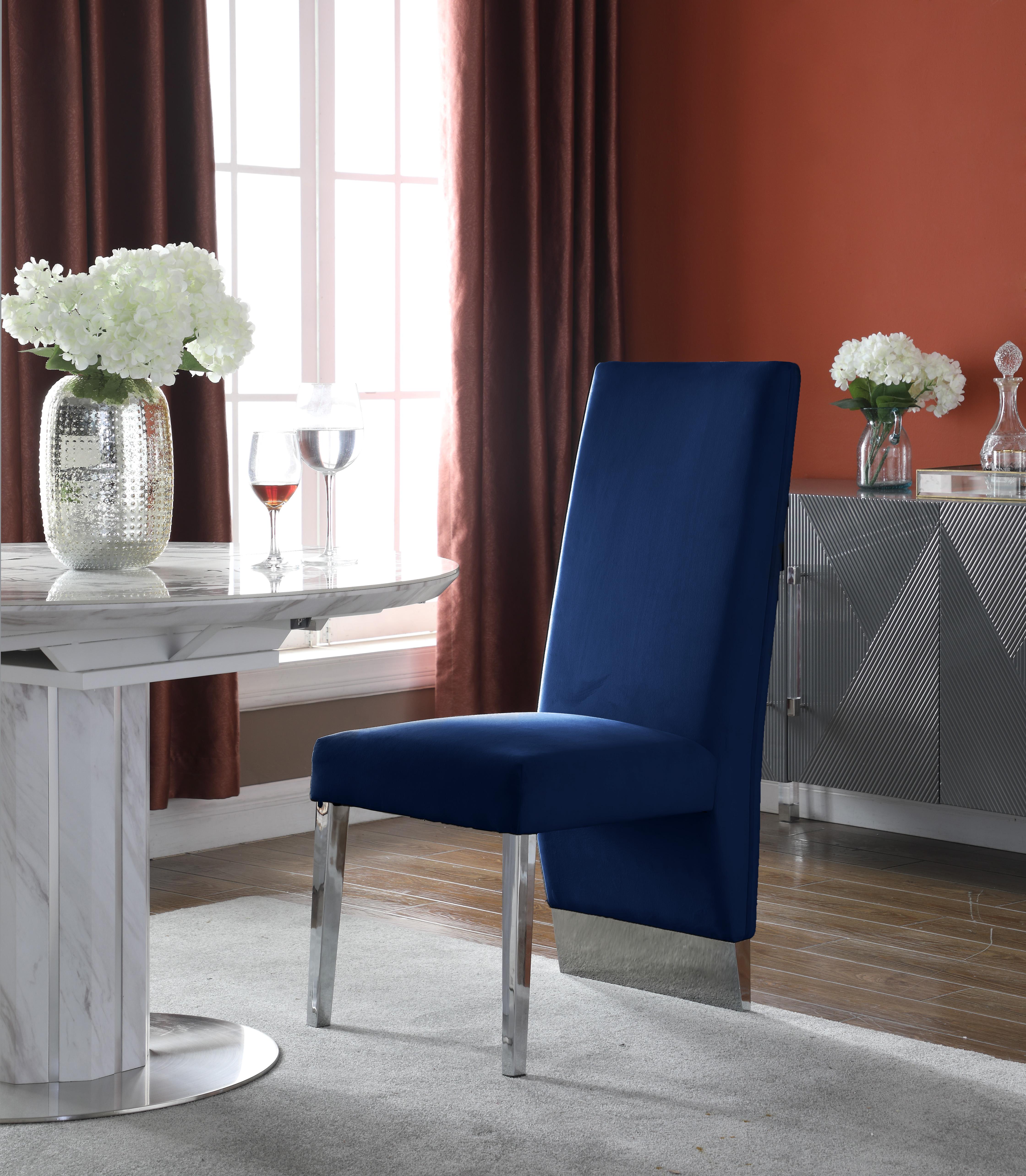 Porsha Navy Velvet Dining Chair - Luxury Home Furniture (MI)