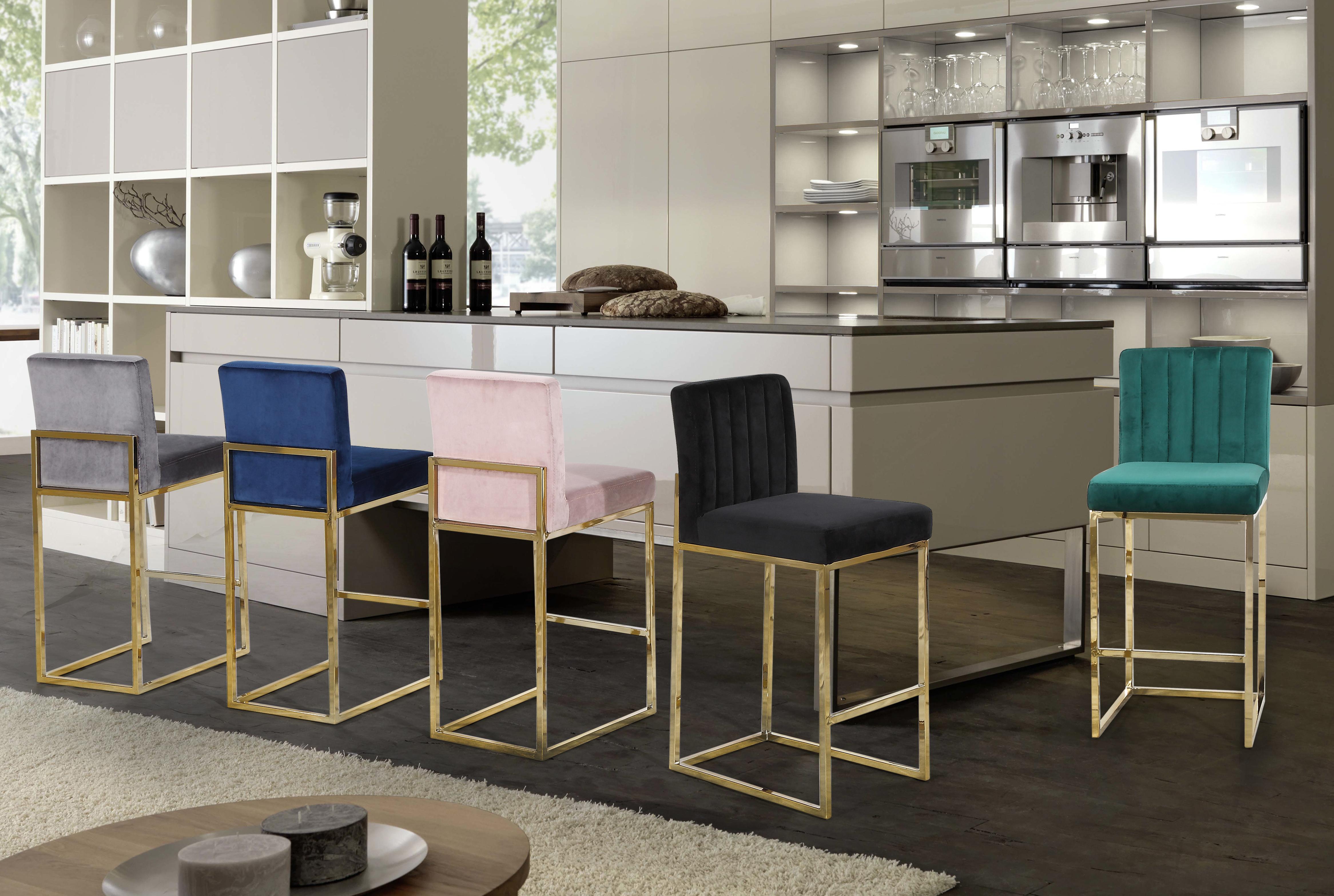 Giselle Navy Velvet Stool - Luxury Home Furniture (MI)