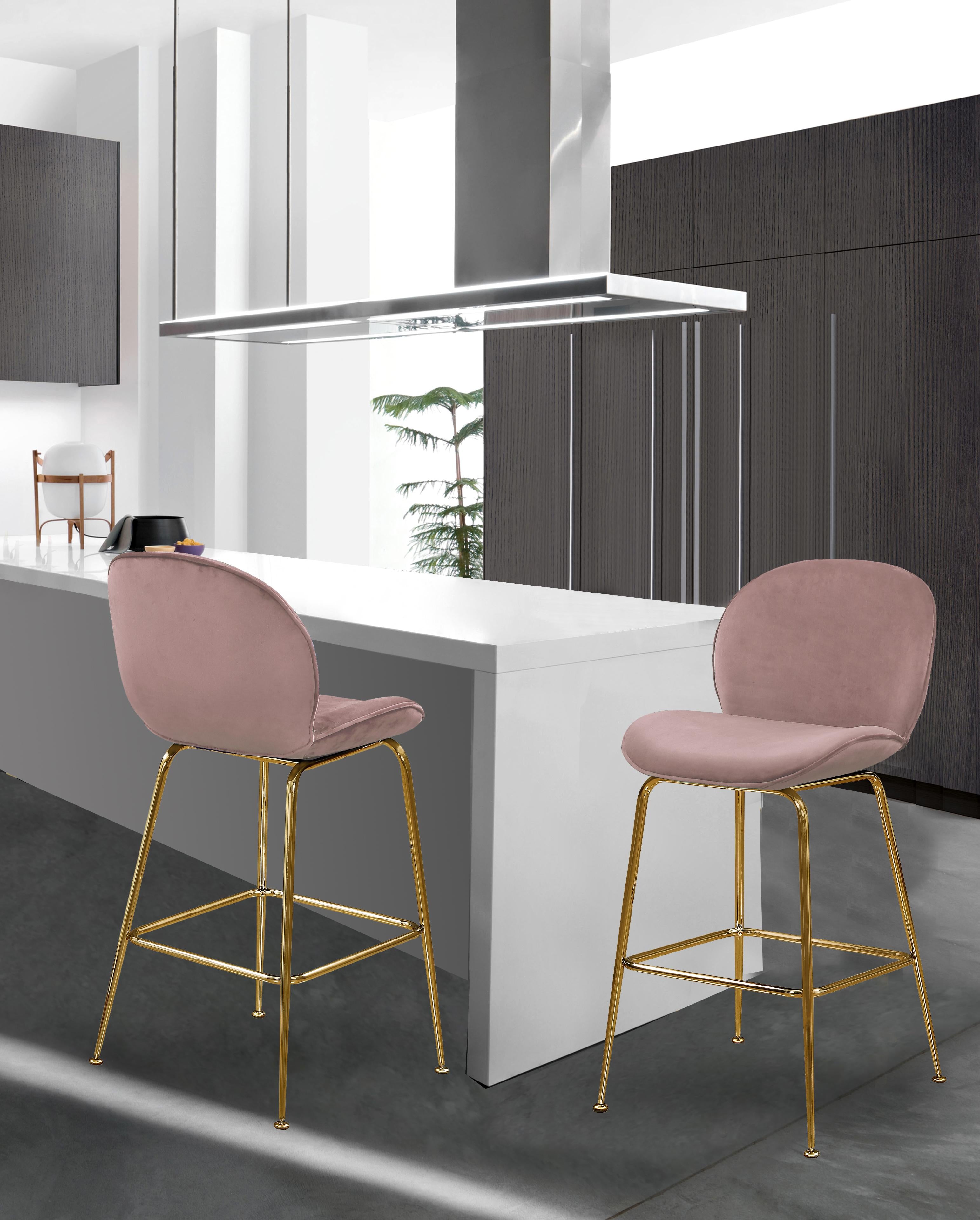 Paris Pink Velvet Stool - Luxury Home Furniture (MI)