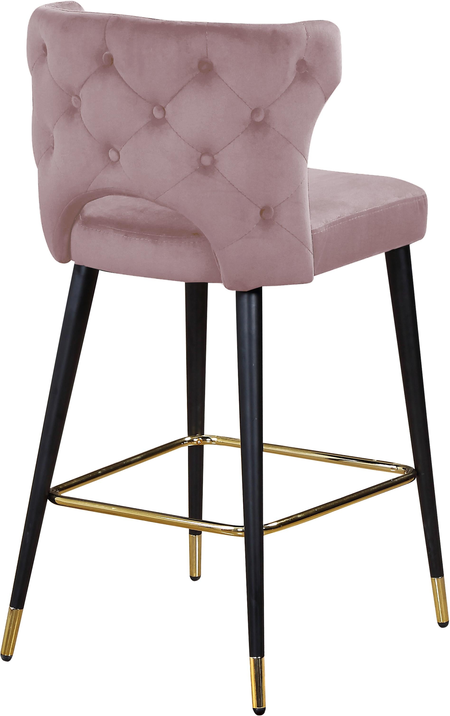 Kelly Pink Velvet Stool - Luxury Home Furniture (MI)