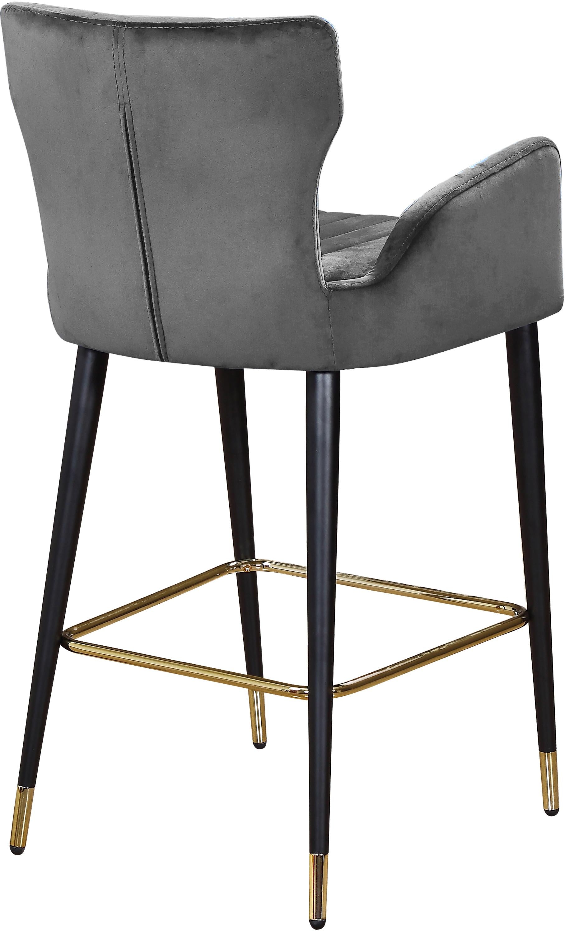Luxe Grey Velvet Stool - Luxury Home Furniture (MI)