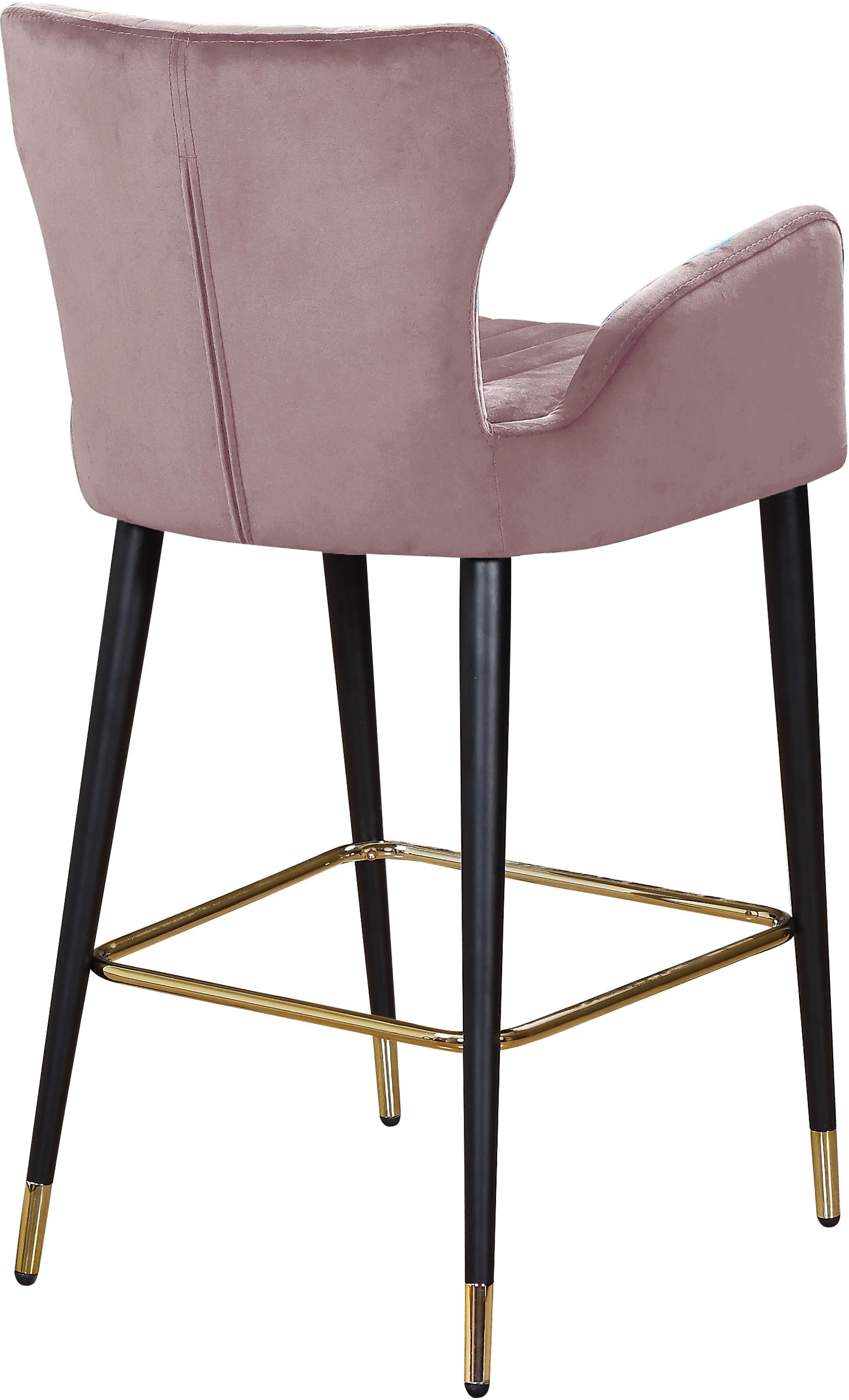 Luxe Pink Velvet Stool - Luxury Home Furniture (MI)