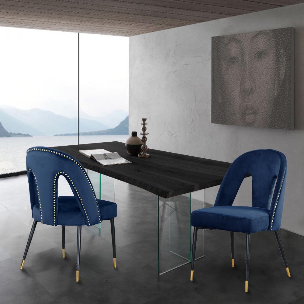 Akoya Navy Velvet Dining Chair - Luxury Home Furniture (MI)