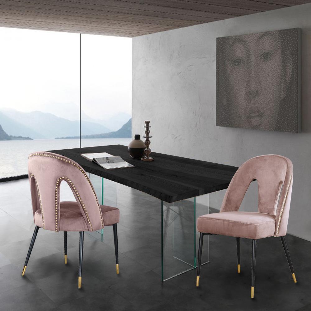 Akoya Pink Velvet Dining Chair - Luxury Home Furniture (MI)