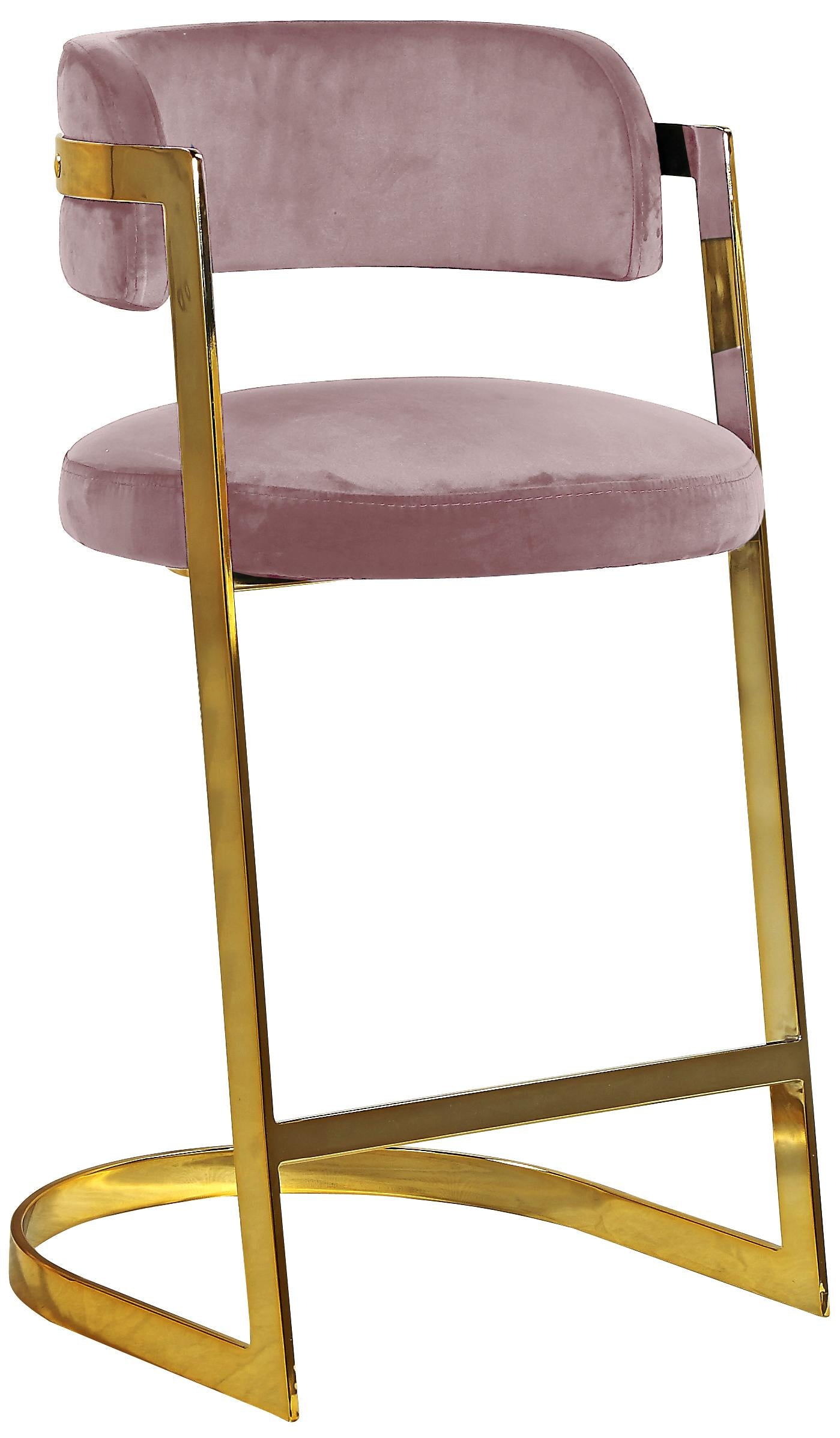 Stephanie Pink Velvet Stool - Luxury Home Furniture (MI)