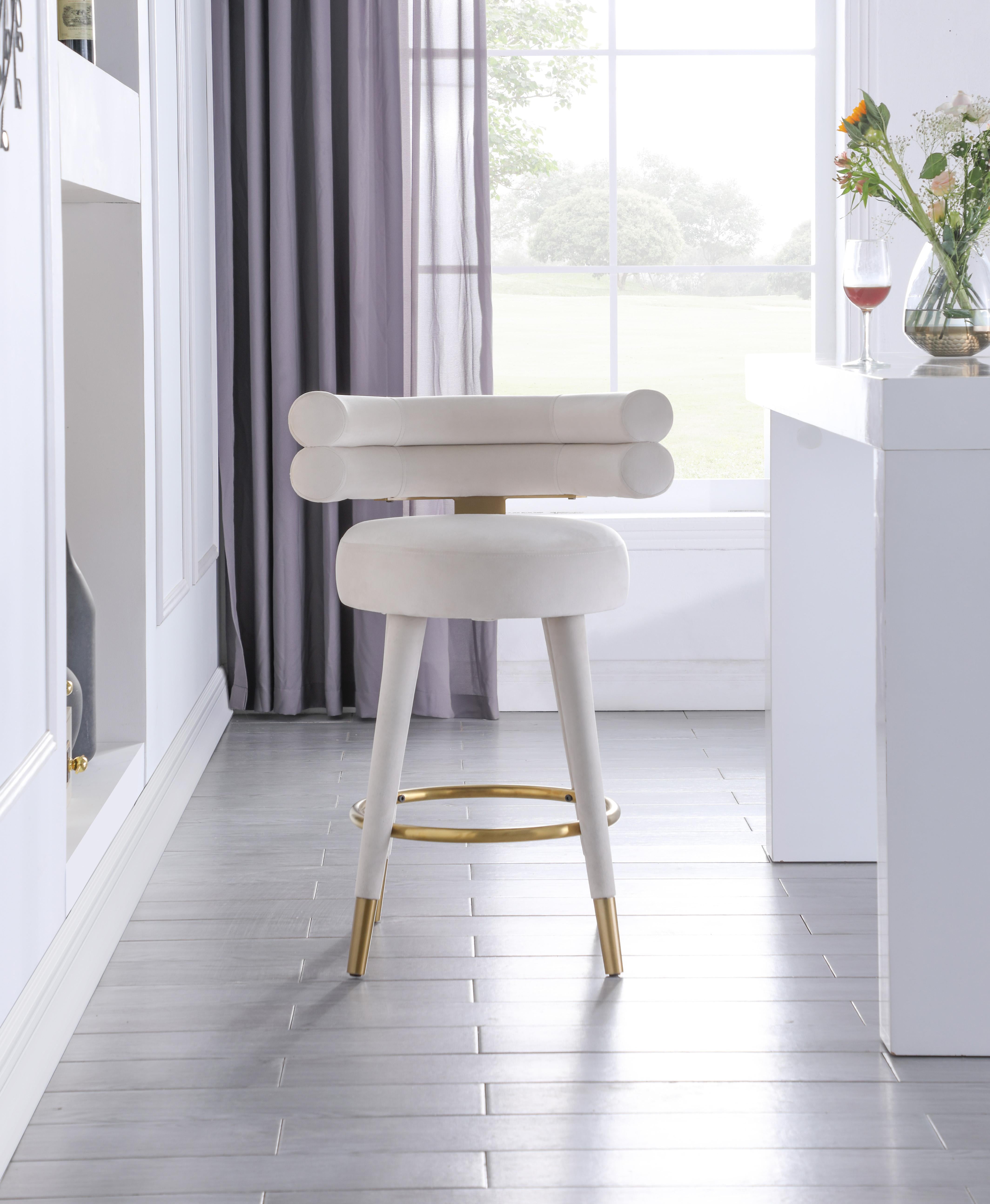 Fitzroy Cream Velvet Counter Stool - Luxury Home Furniture (MI)