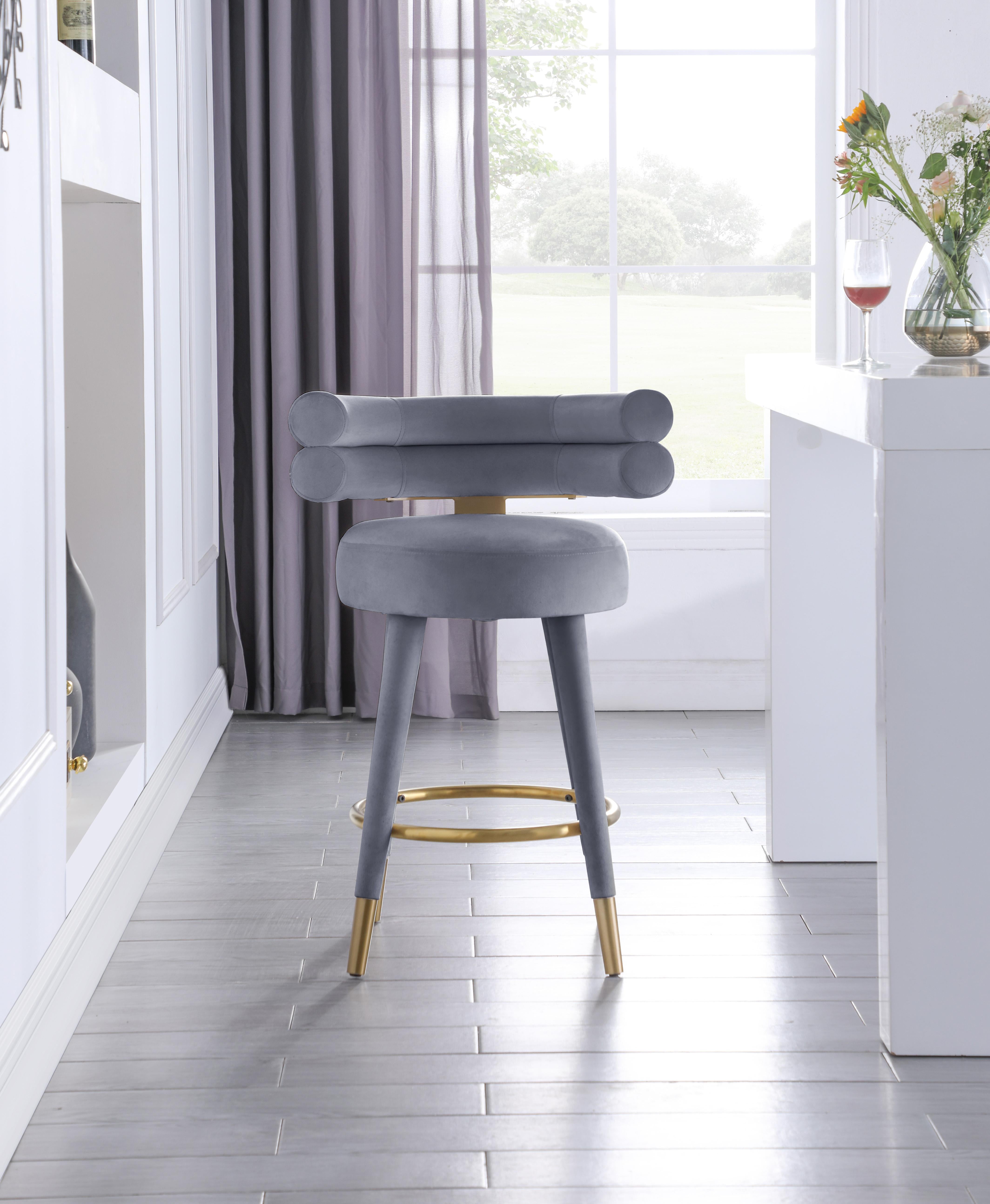 Fitzroy Grey Velvet Counter Stool - Luxury Home Furniture (MI)