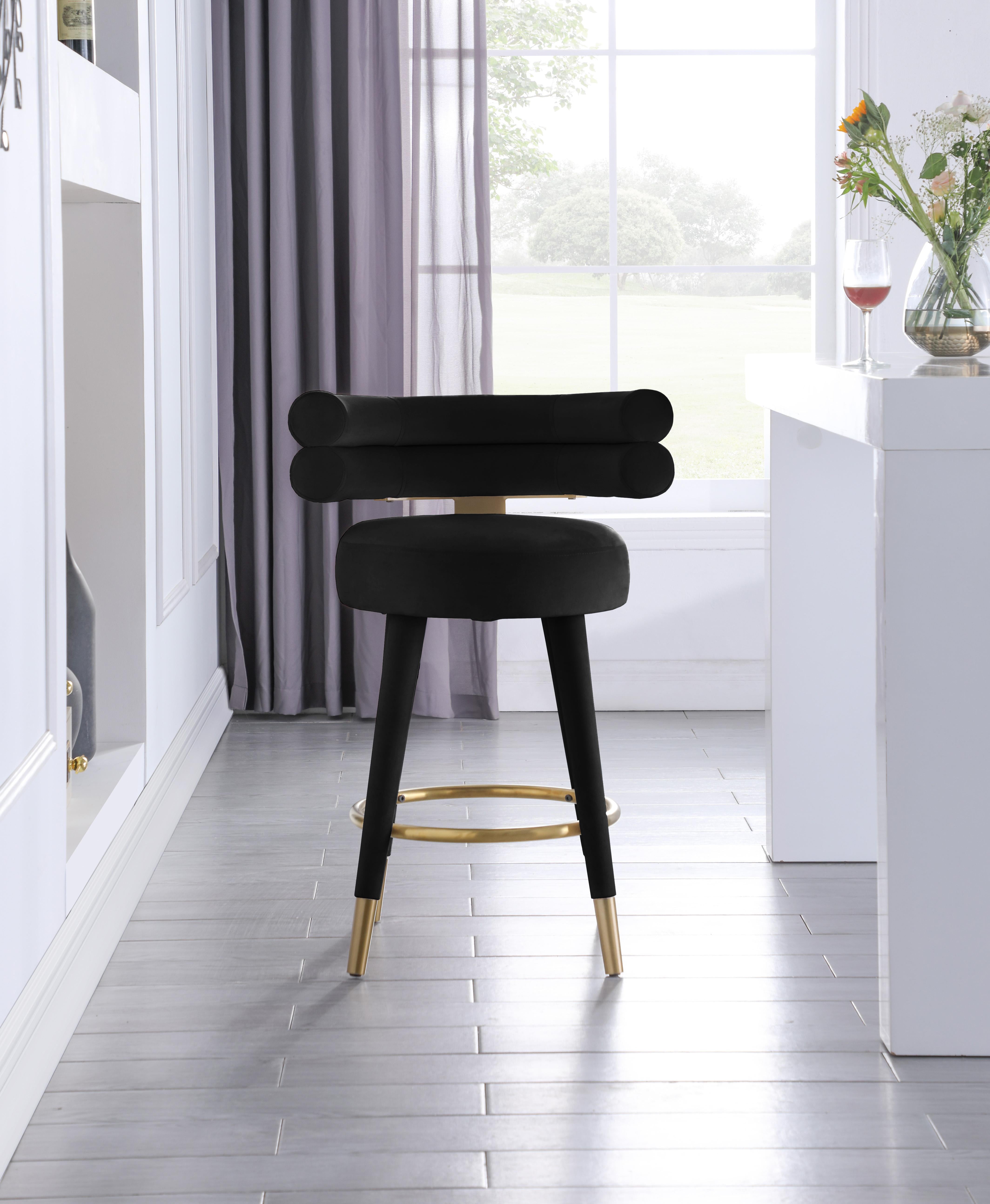 Fitzroy Black Velvet Counter Stool - Luxury Home Furniture (MI)