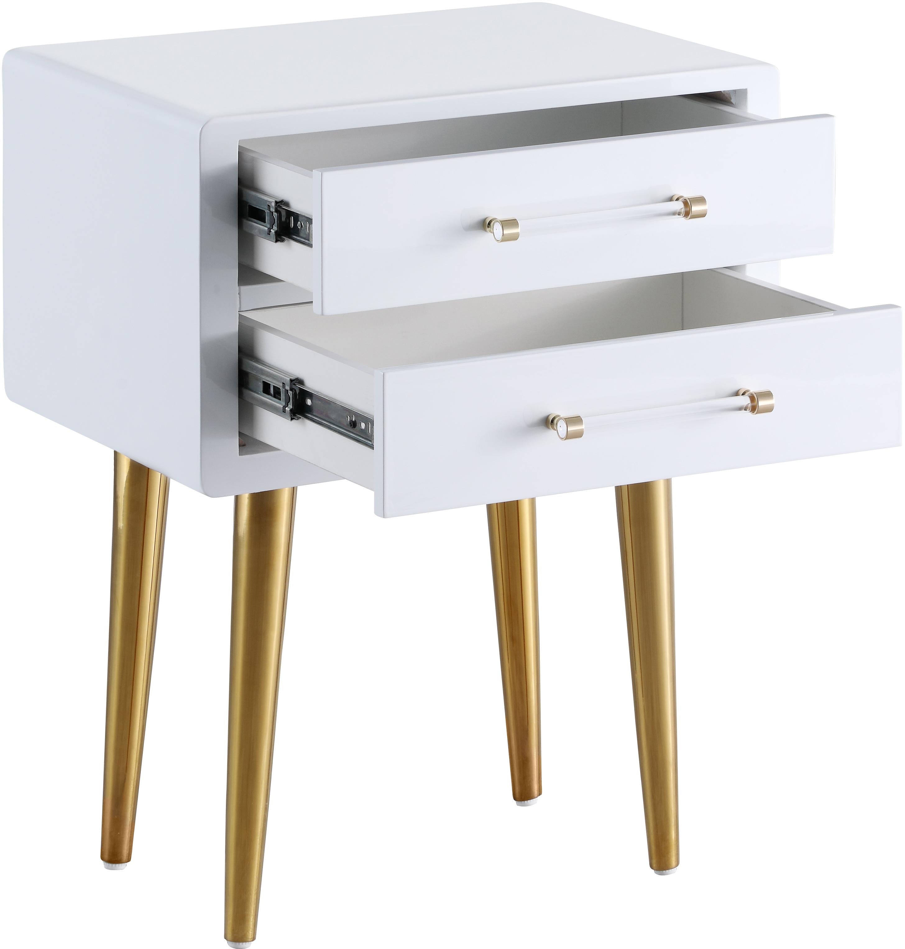 Zane White Laquer with Gold Side Table - Luxury Home Furniture (MI)