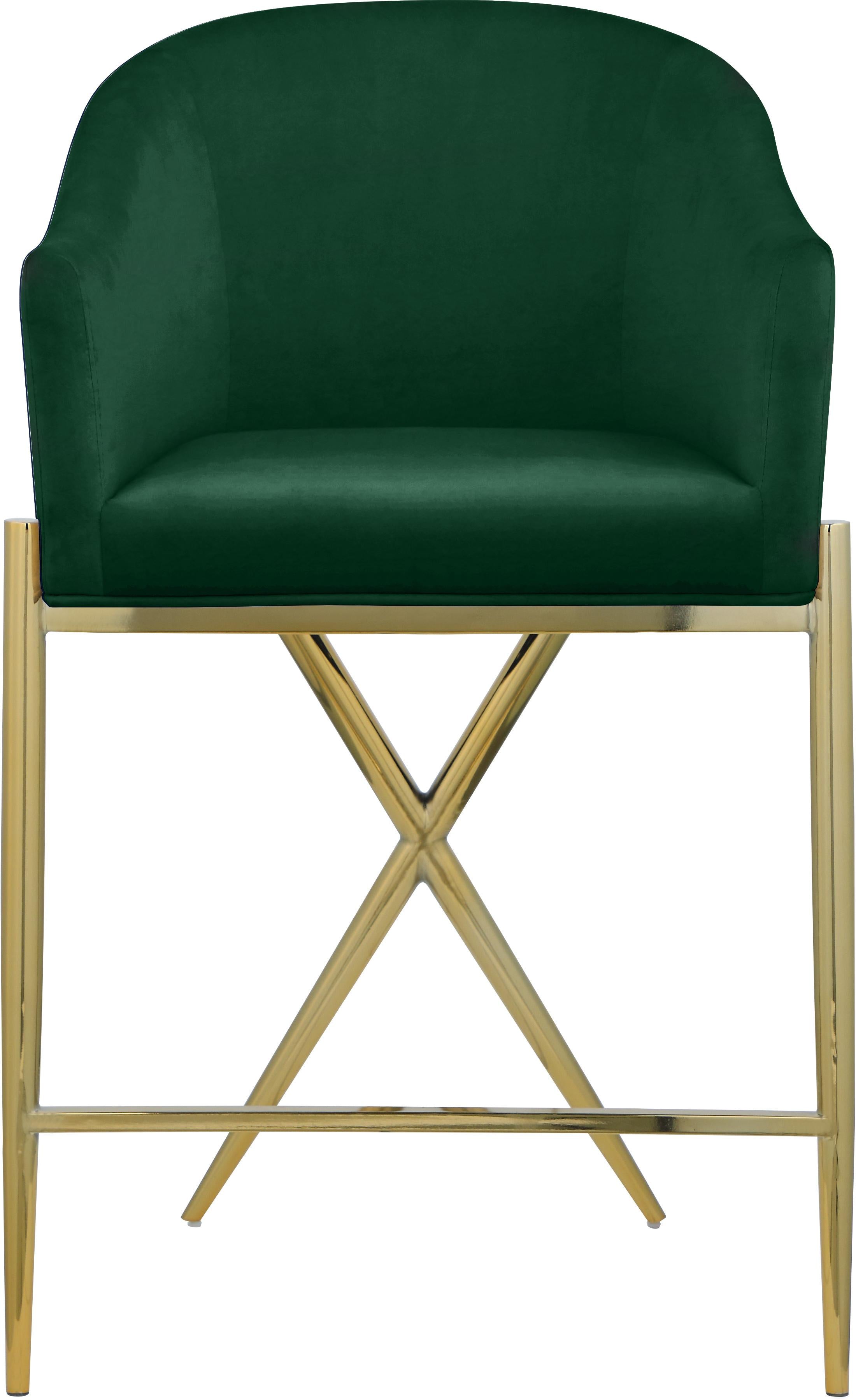 Xavier Green Velvet Counter Stool - Luxury Home Furniture (MI)