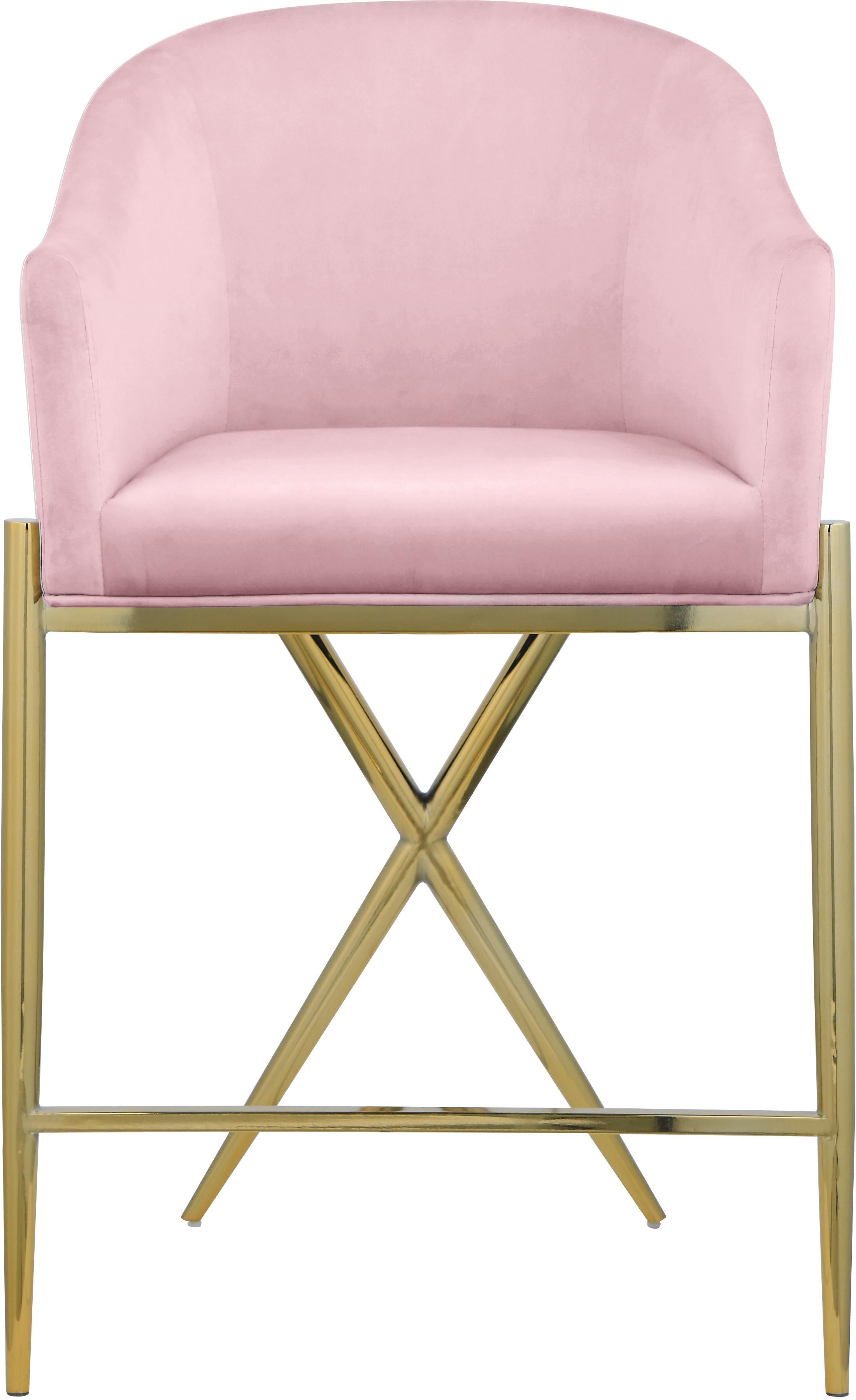 Xavier Pink Velvet Counter Stool - Luxury Home Furniture (MI)