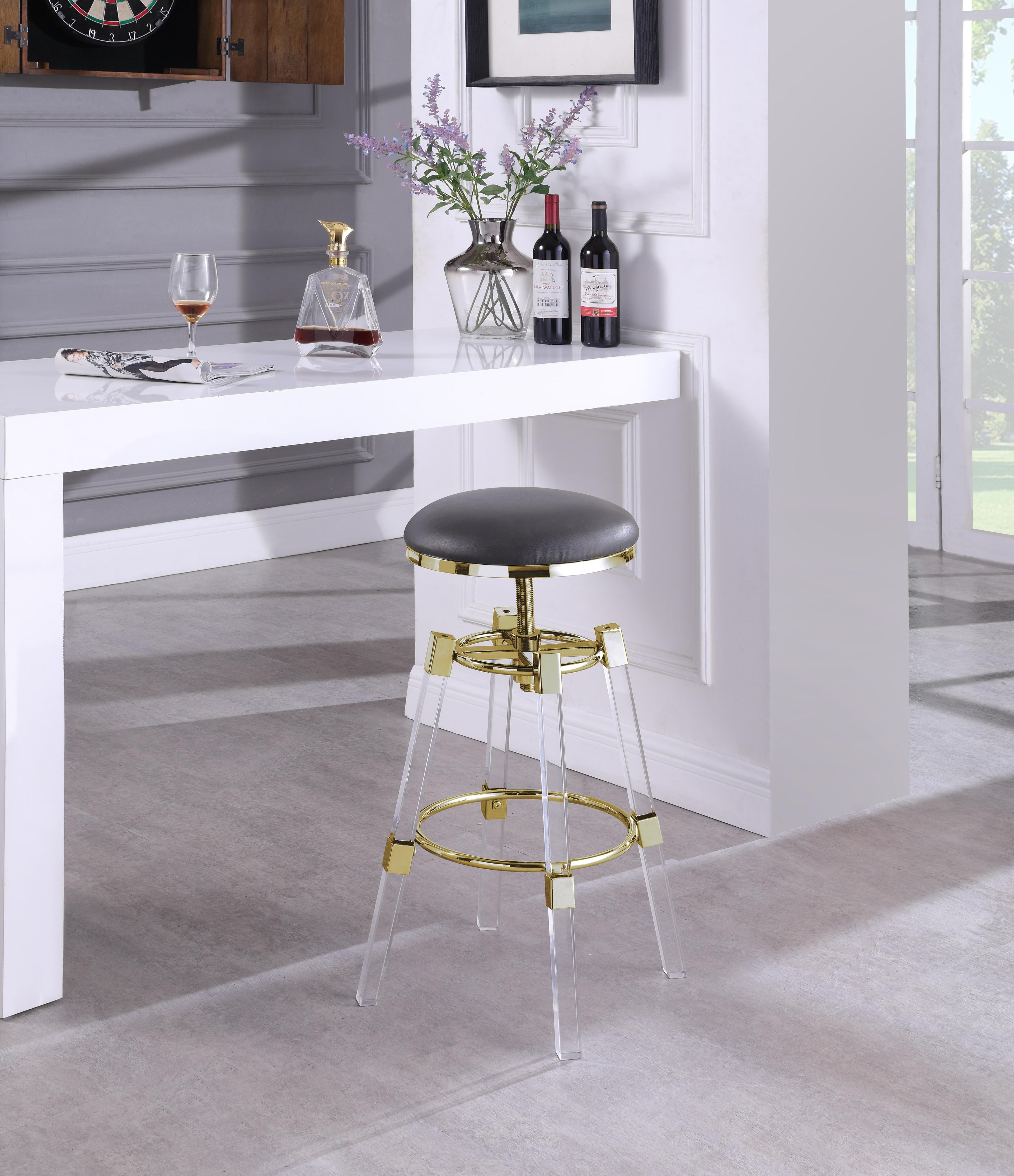 Venus Grey Faux Leather Adjustable Stool - Luxury Home Furniture (MI)