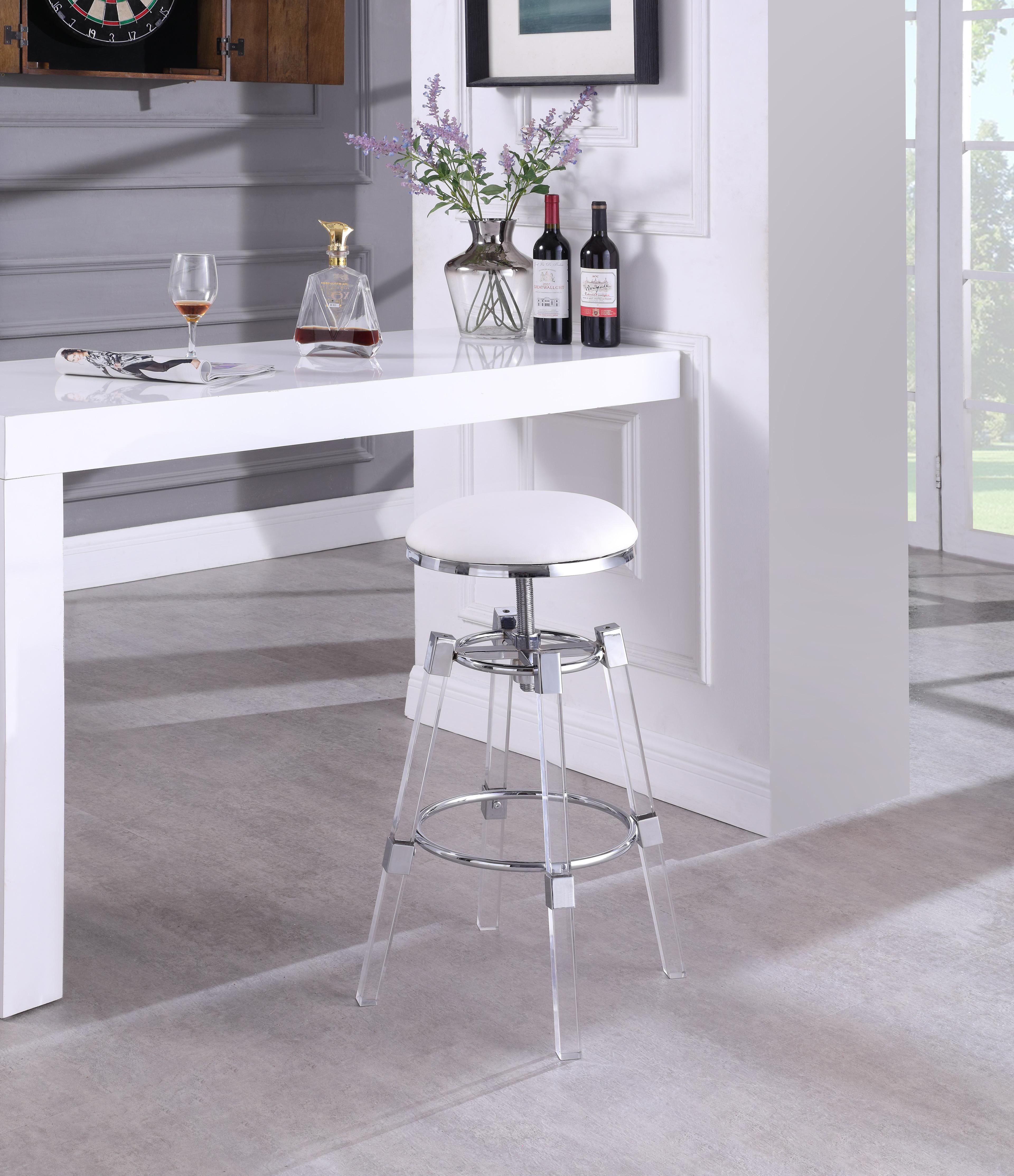 Venus White Faux Leather Adjustable Stool - Luxury Home Furniture (MI)