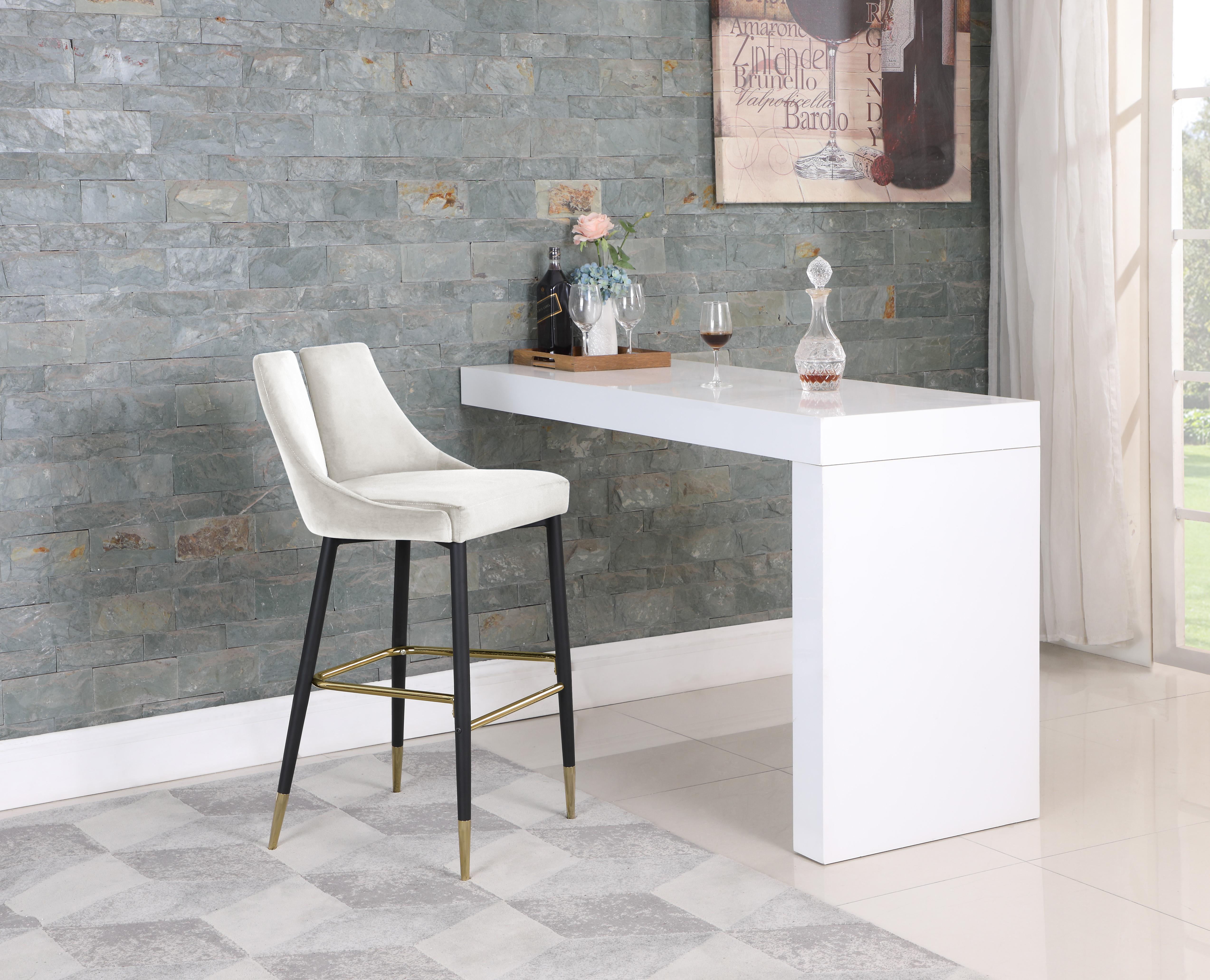 Sleek Cream Velvet Stool - Luxury Home Furniture (MI)